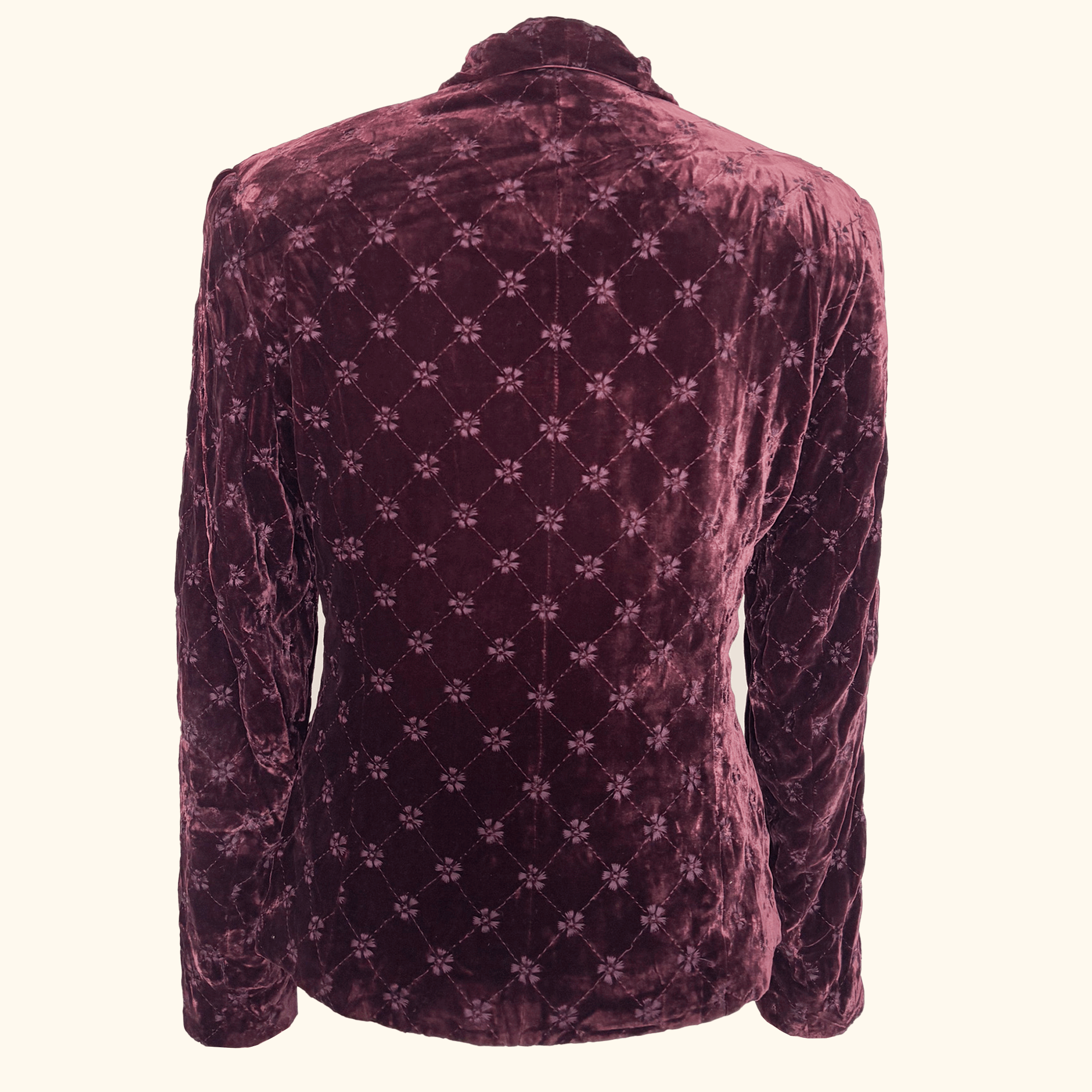 Vintage Laura Ashley Burgundy Velvet Floral Blazer - Size 12