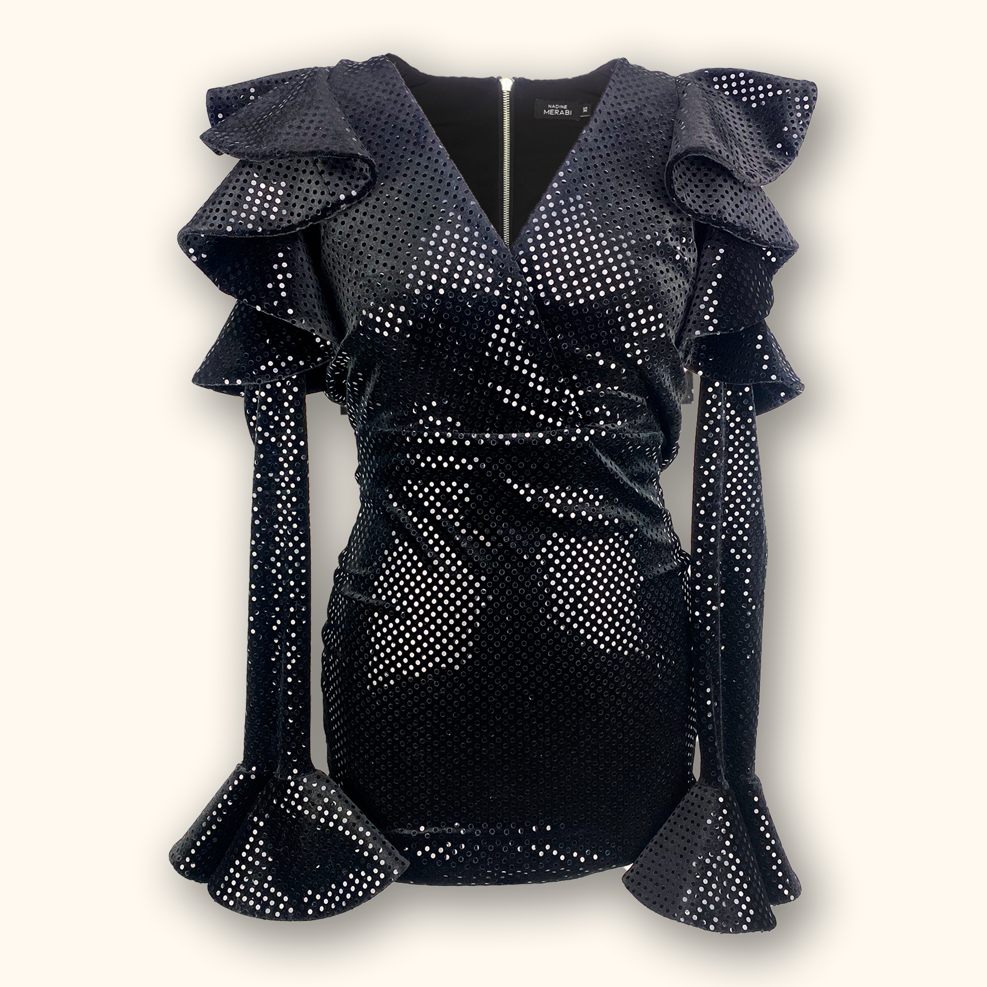 Nadine Merabi Clarissa Black Sparkle Mini Dress - Size XS - - Dresses