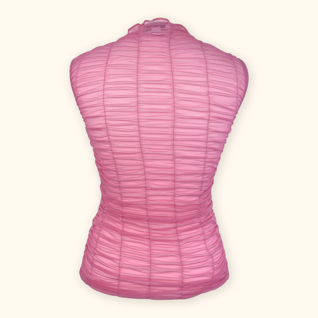 Topshop Pink Mesh Ruched Vest Top - Size Small Topshop