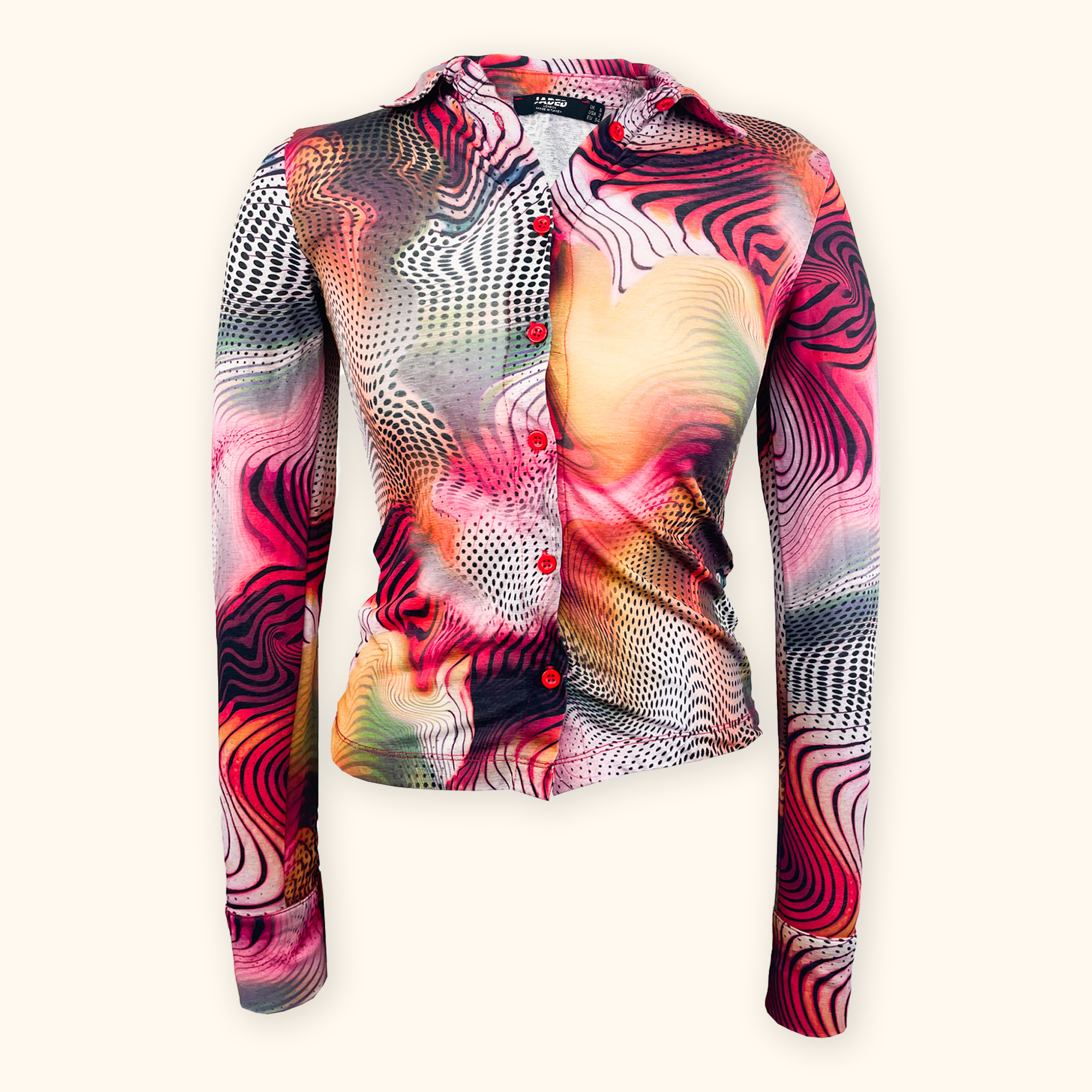 Jaded London Pink Swirl Long Sleeve Shirt - Size 6 Jaded London