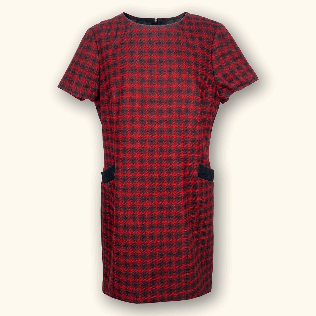 Hobbs Moon Red Check Wool Dress - Size 16 -  - Dresses
