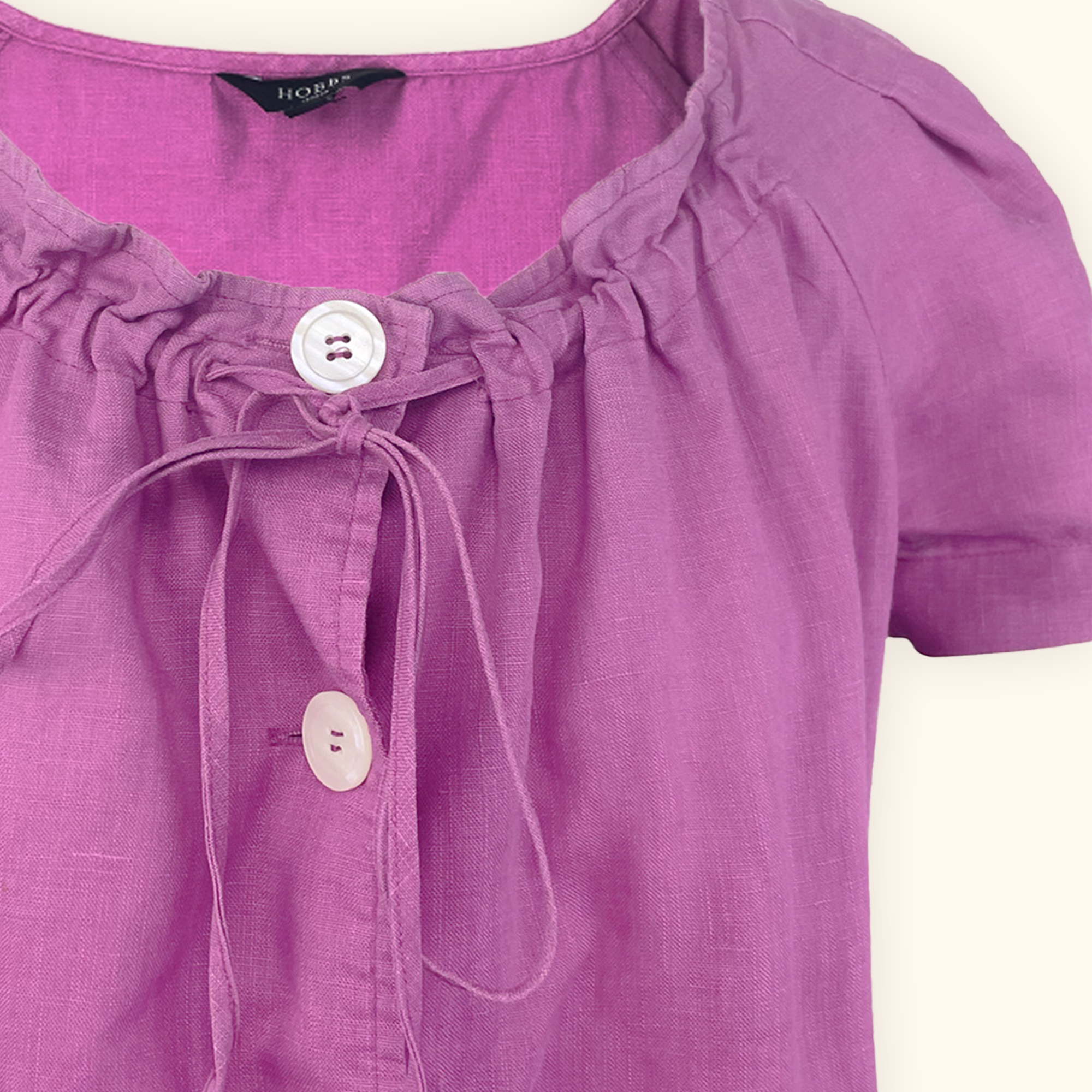 Hobbs 100% Linen Purple Short Sleeve Shirt - Size 12 - - Tops & Shirts