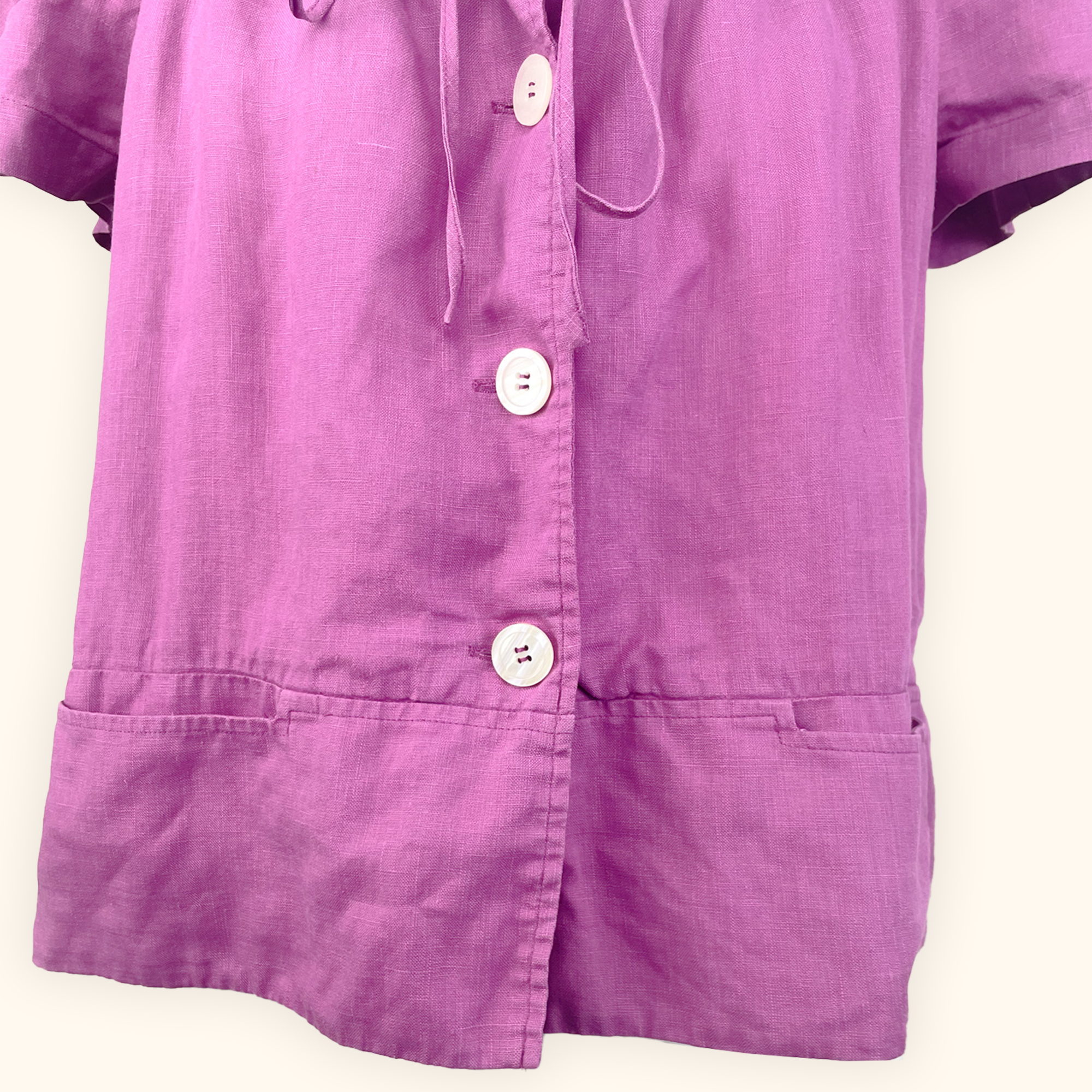 Hobbs 100% Linen Purple Short Sleeve Shirt - Size 12 - - Tops & Shirts
