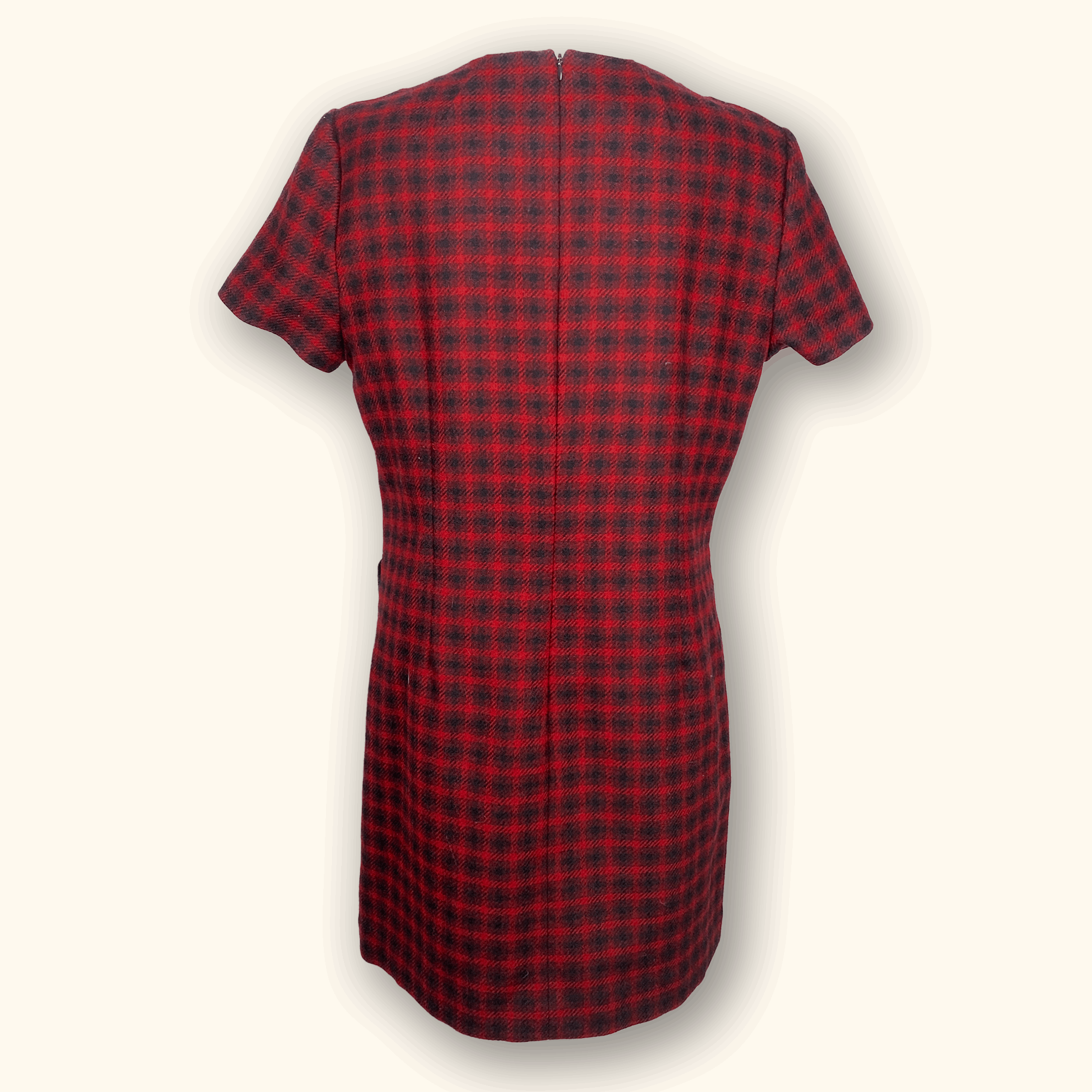Hobbs Moon Red Check Wool Dress - Size 16 - - Dresses