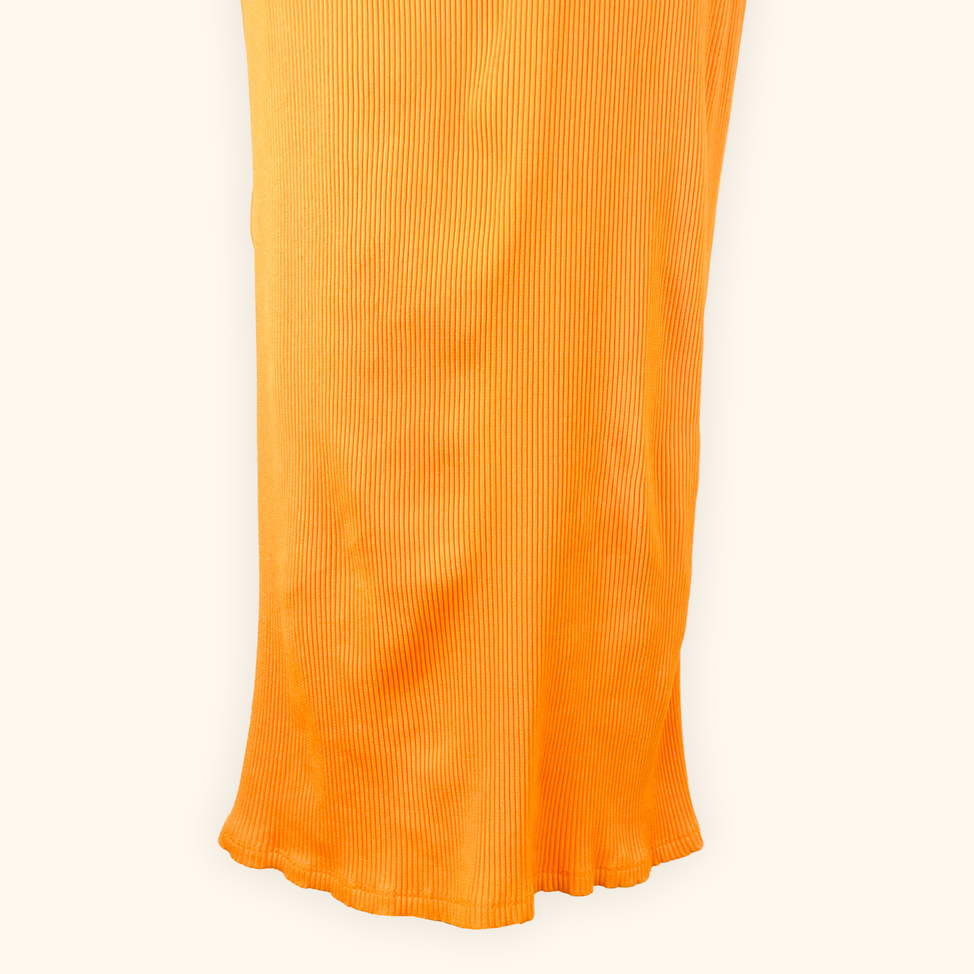 H&M Orange Fitted Ribbed Sleeveless Midi Dress - Size Large - - Dresses