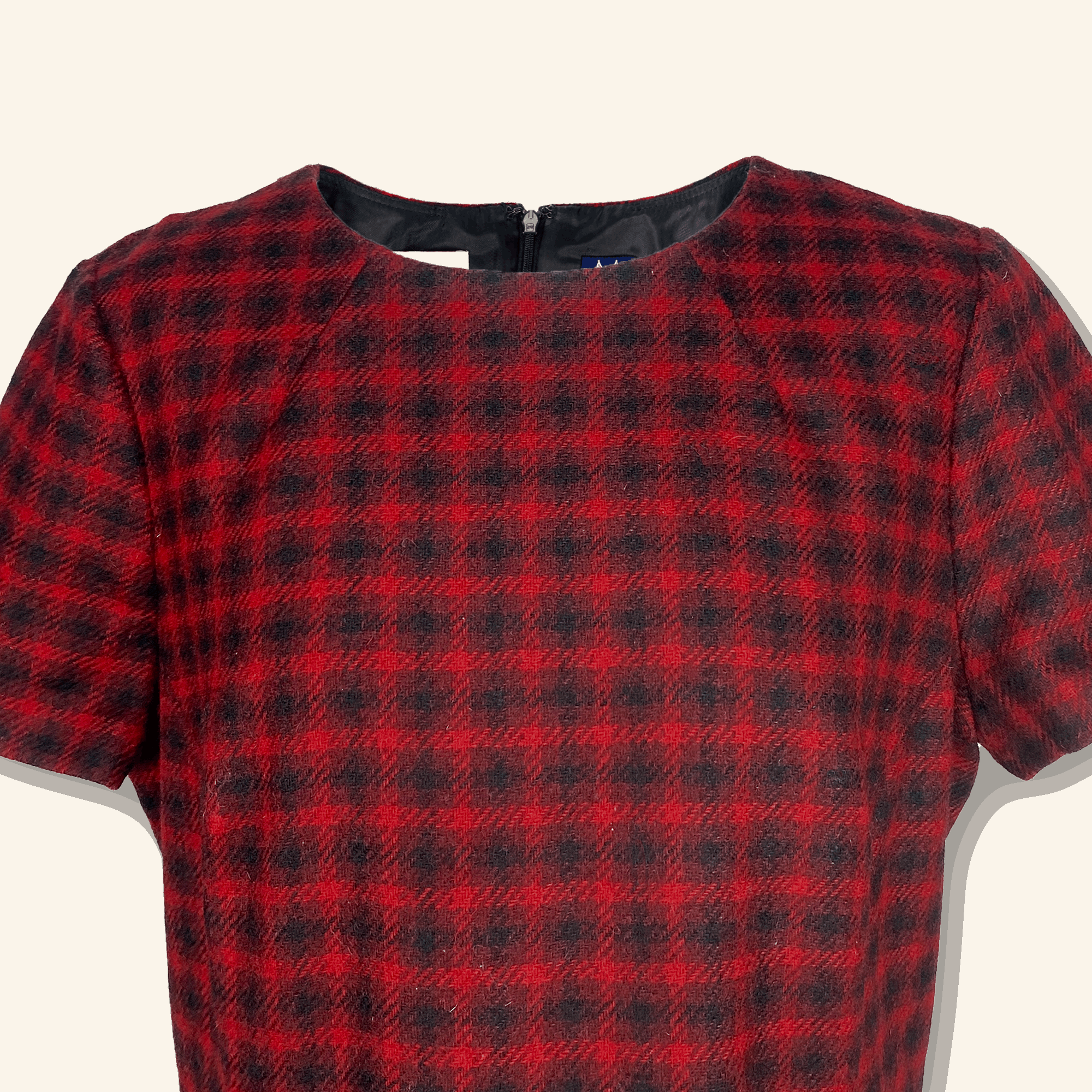 Hobbs Moon Red Check Wool Dress - Size 16 - - Dresses