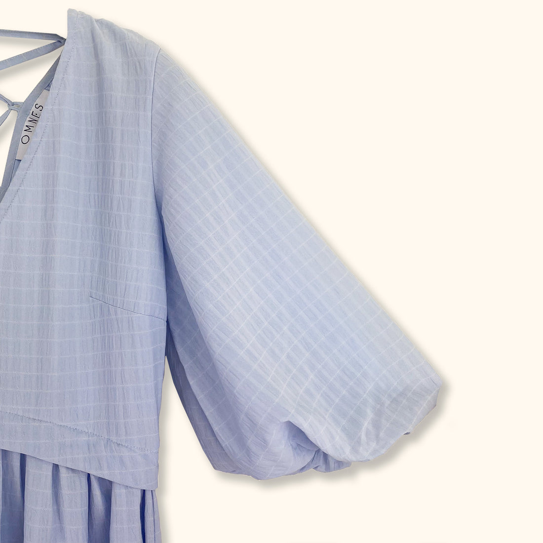 Omnes Light Blue Puff Sleeve Midi Dress - Size 8 -  - Dresses