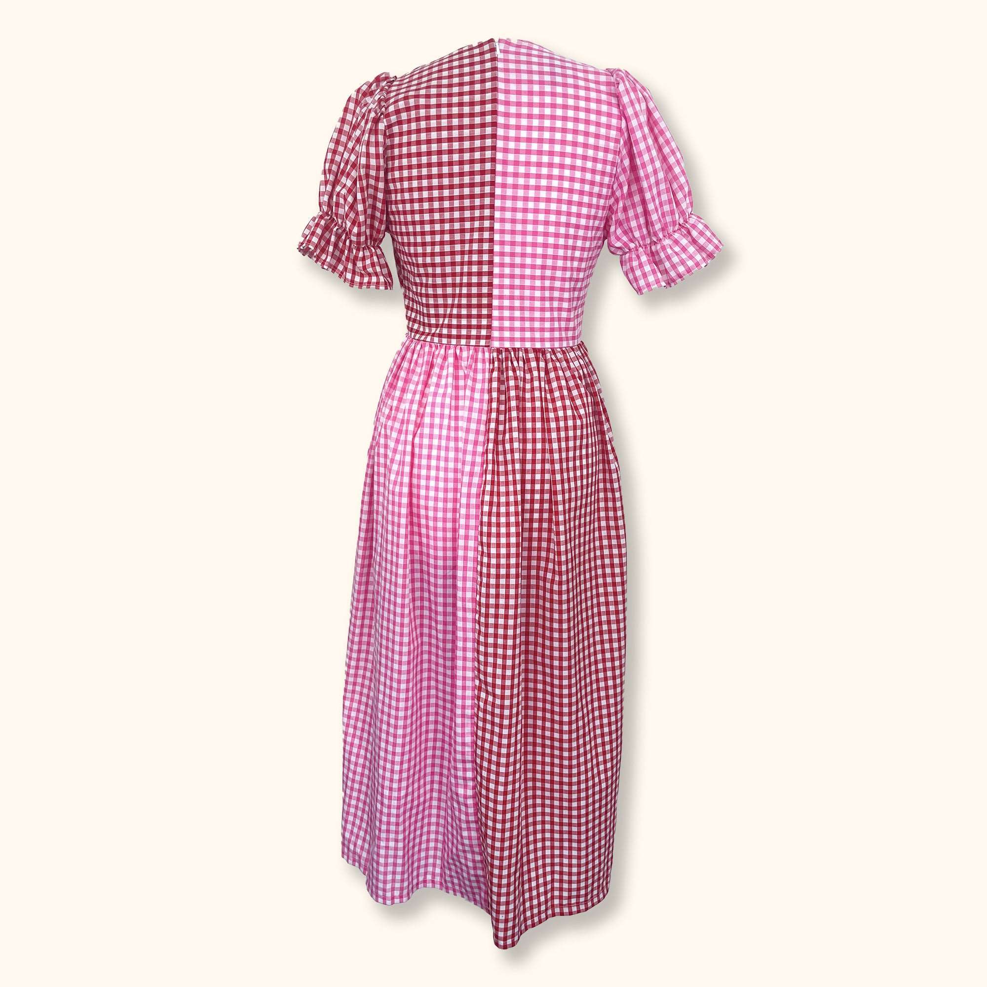 Molby The Label Gingham Tilda Midi Dress Pink and Red - Size 10 - - Dresses