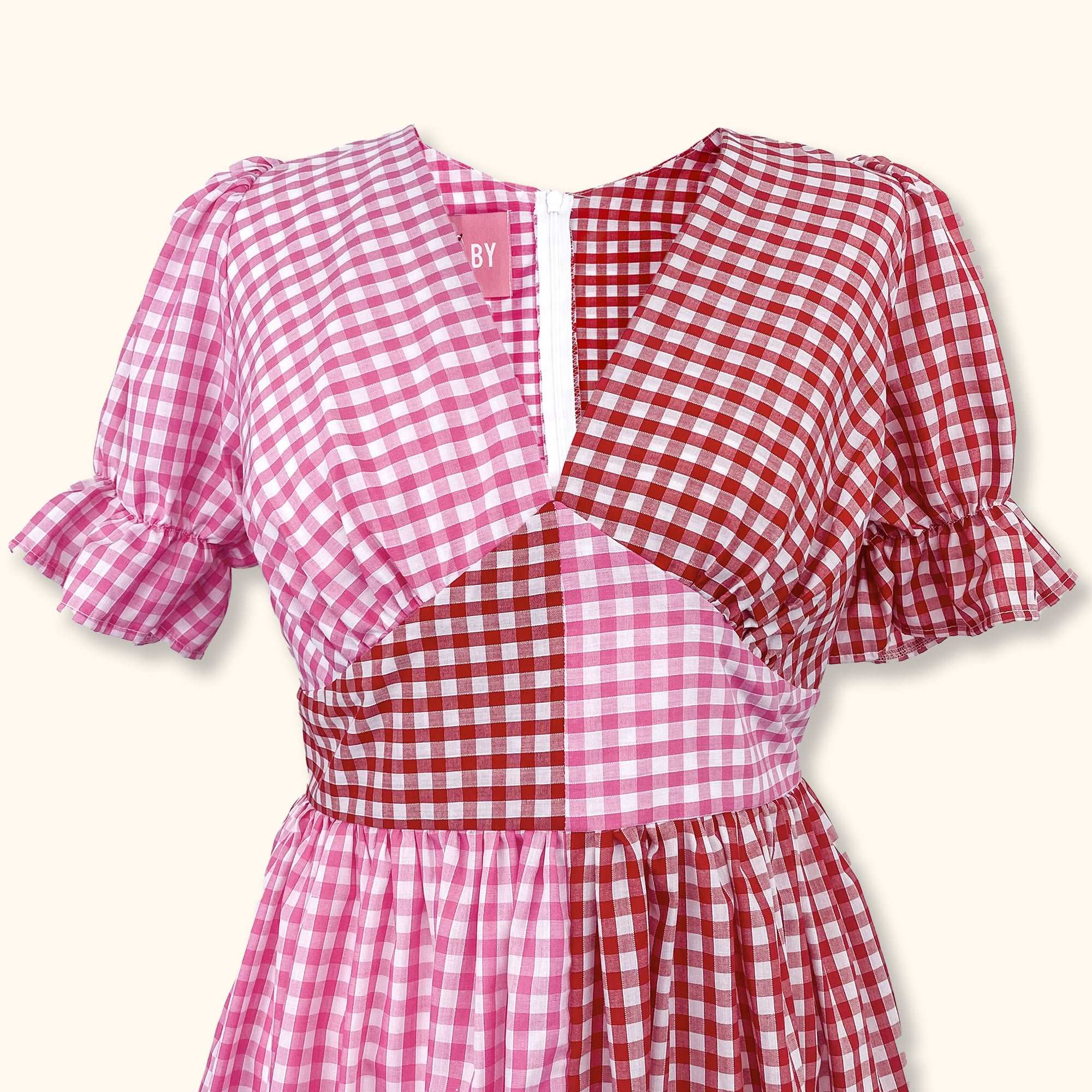Molby The Label Gingham Tilda Midi Dress Pink and Red - Size 10 - - Dresses