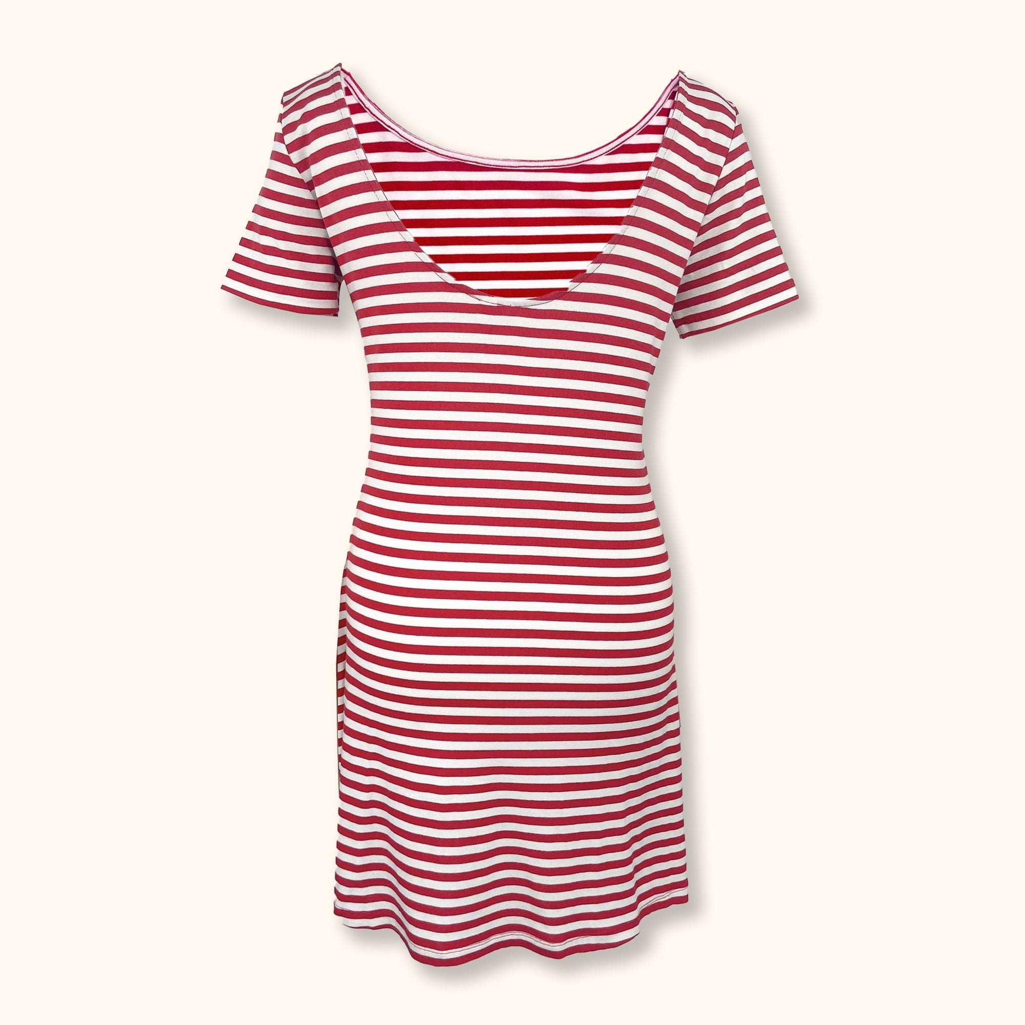 & Other Stories Red Stripe Short Sleeve Dress - Size 14 - - Dresses