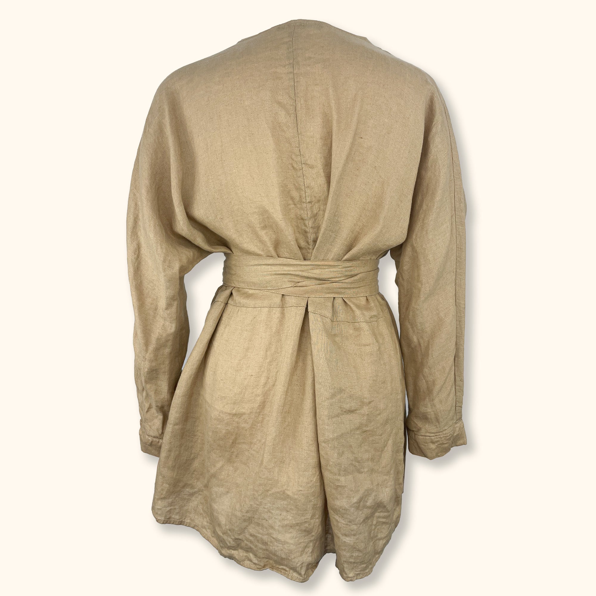 Zara Beige Linen Wrap Front Blouse - Size Large -  - Tops & Shirts