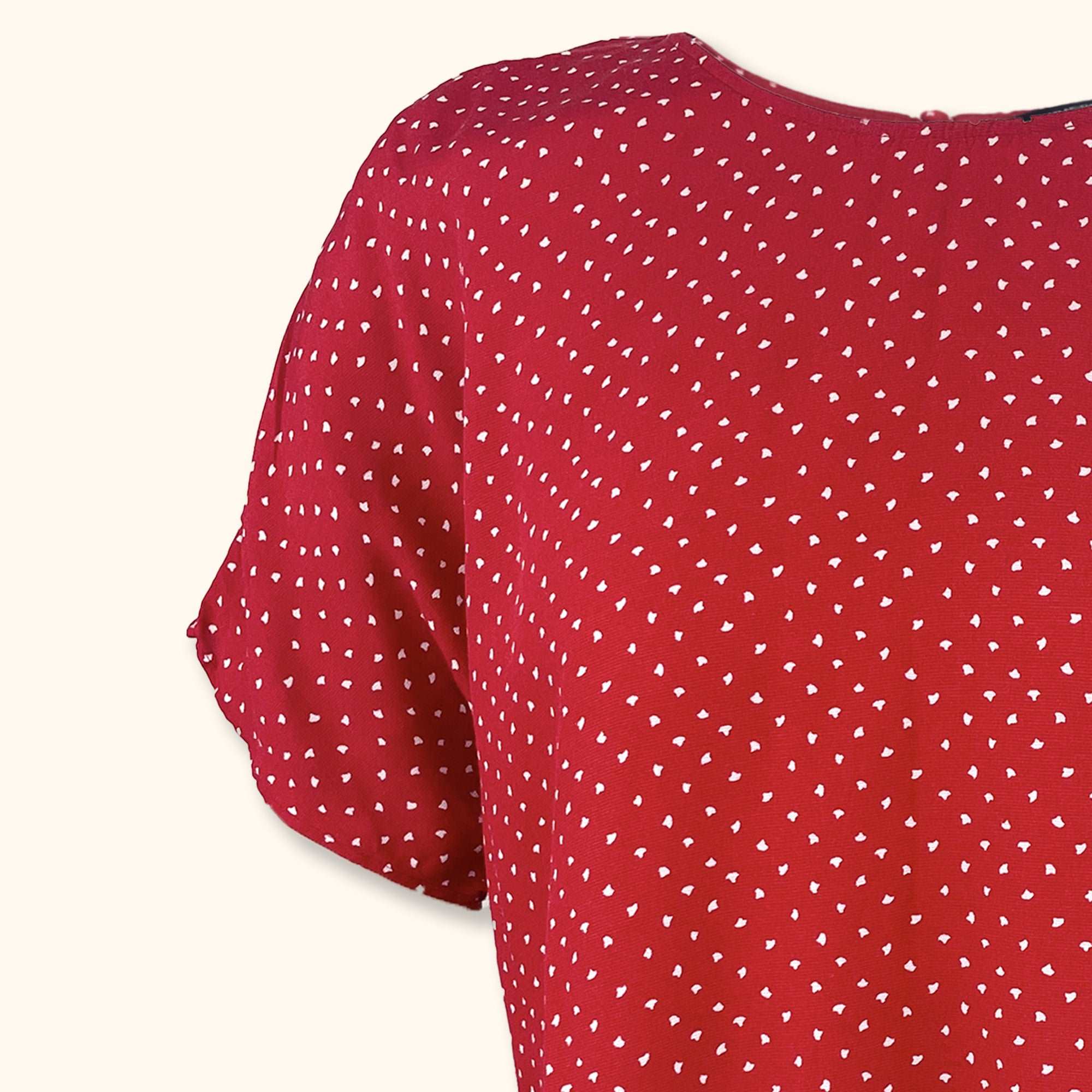 & Other Stories Red Polka Dot Short Sleeve Blouse - Size 14 -  - Dresses