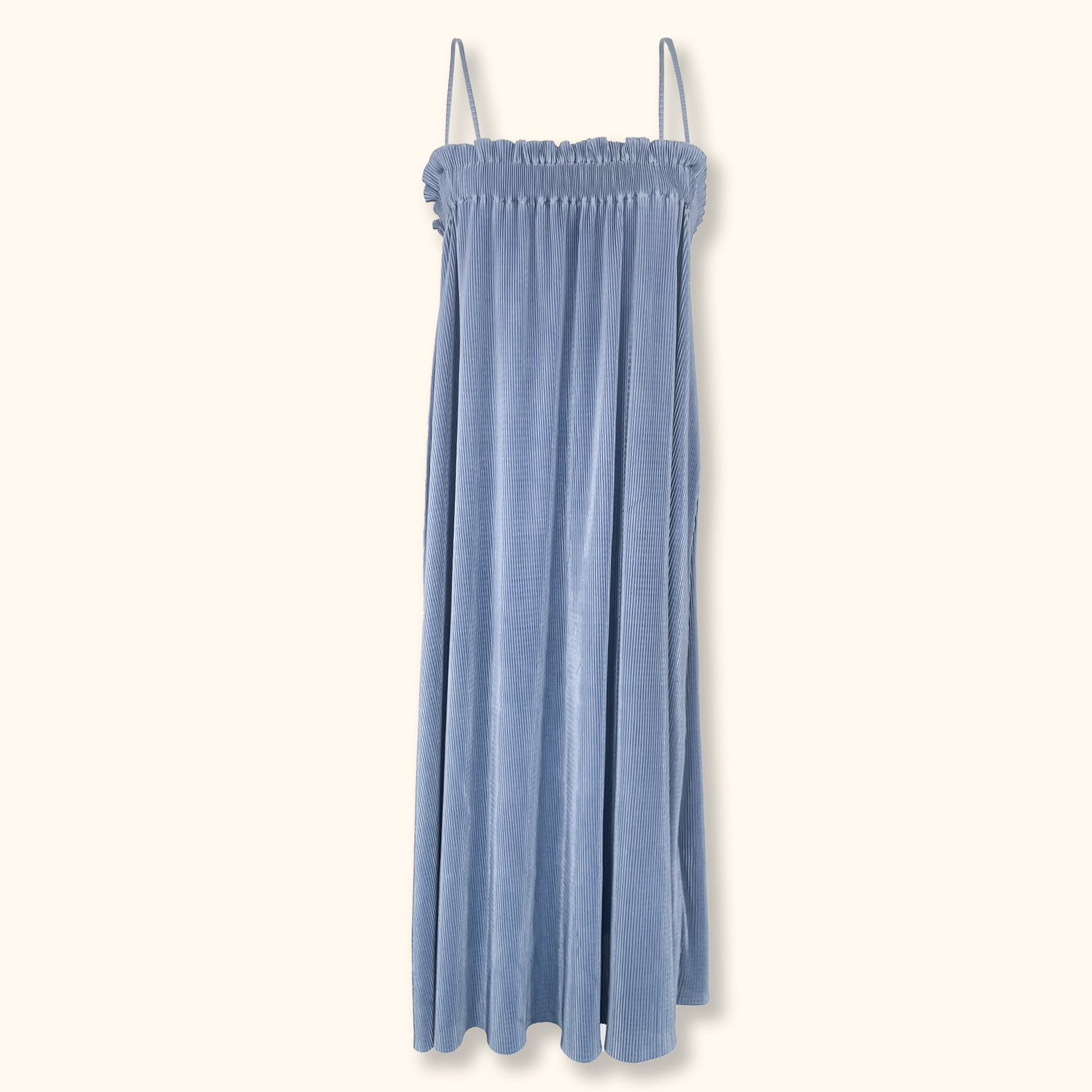 Zara Cool Blue Plisse Midi Dress - Size Medium - - Dresses