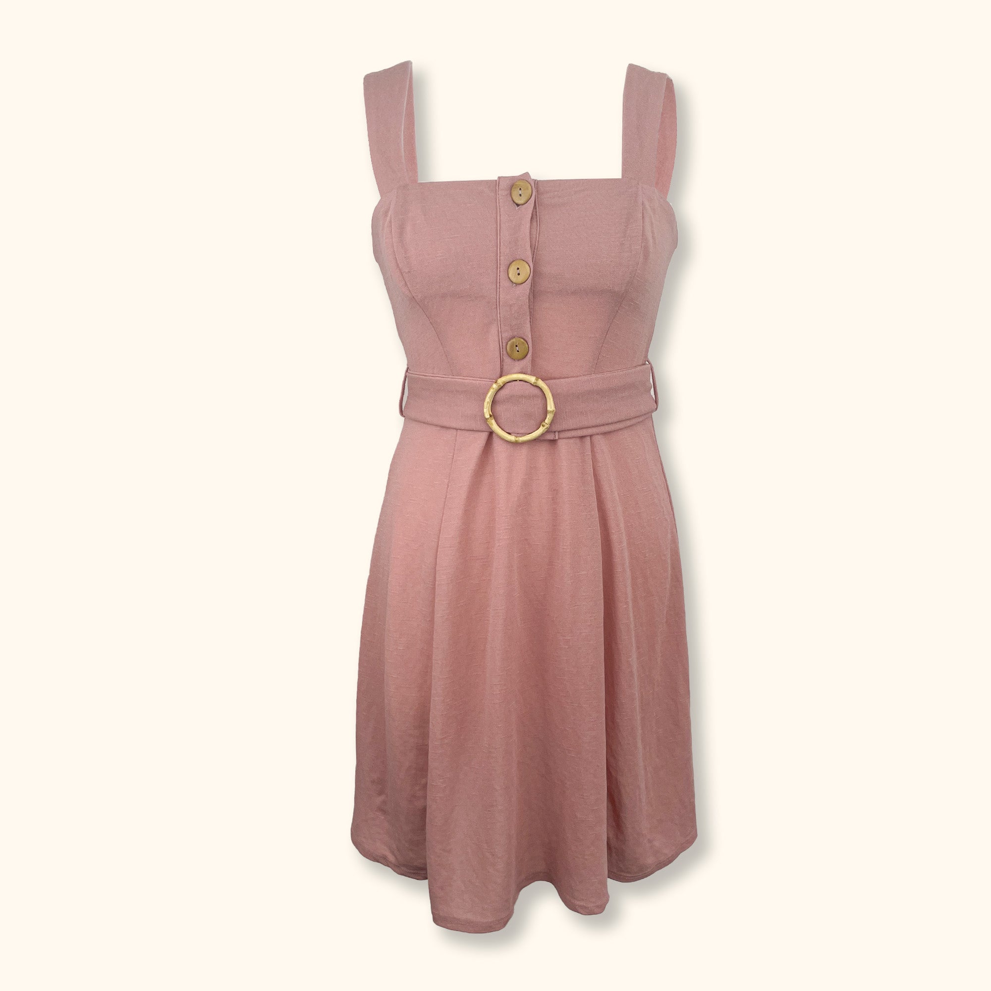 Topshop Pink Sleeveless Mini Dress with Belt - Size 10 - - Dresses