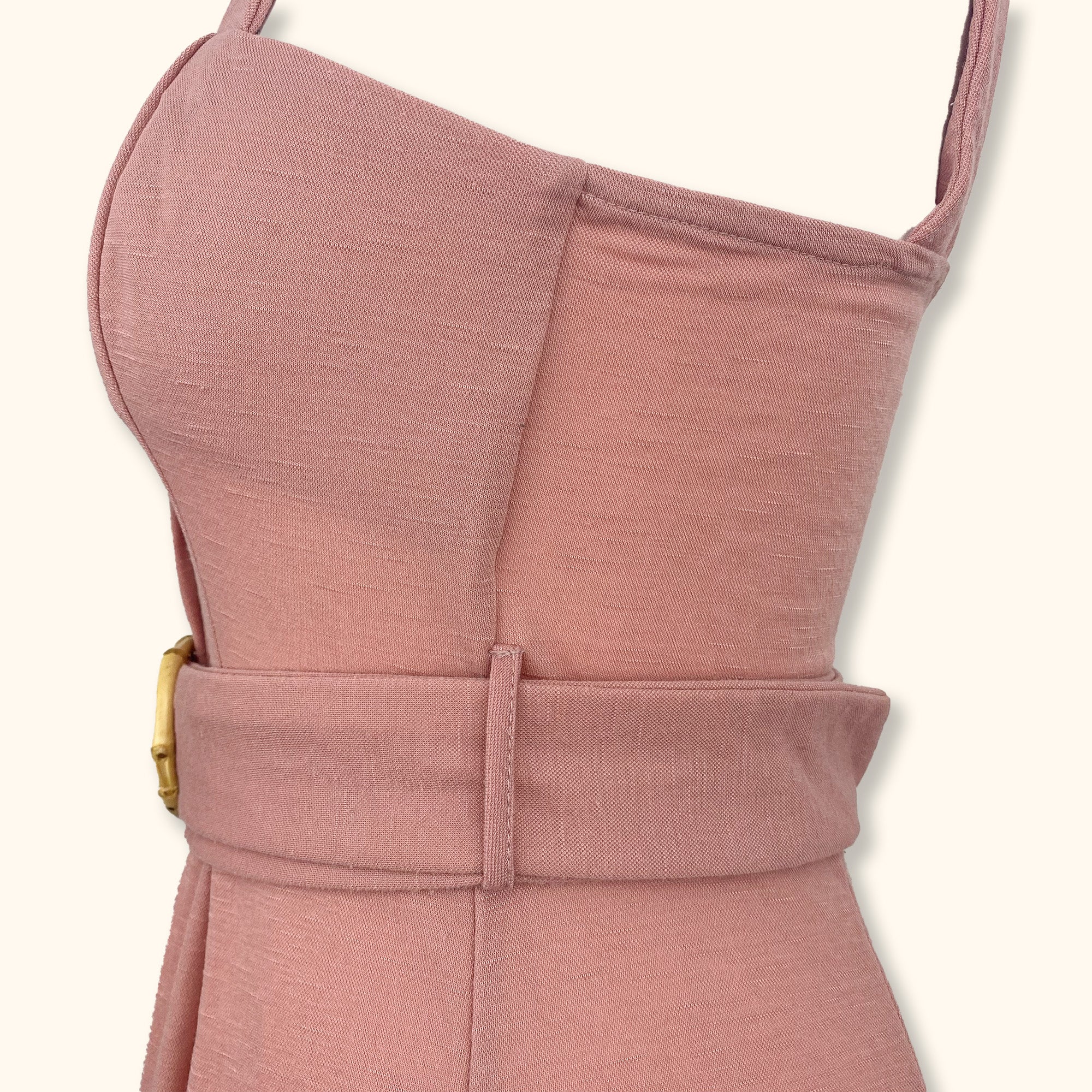 Topshop Pink Sleeveless Mini Dress with Belt - Size 10 - - Dresses