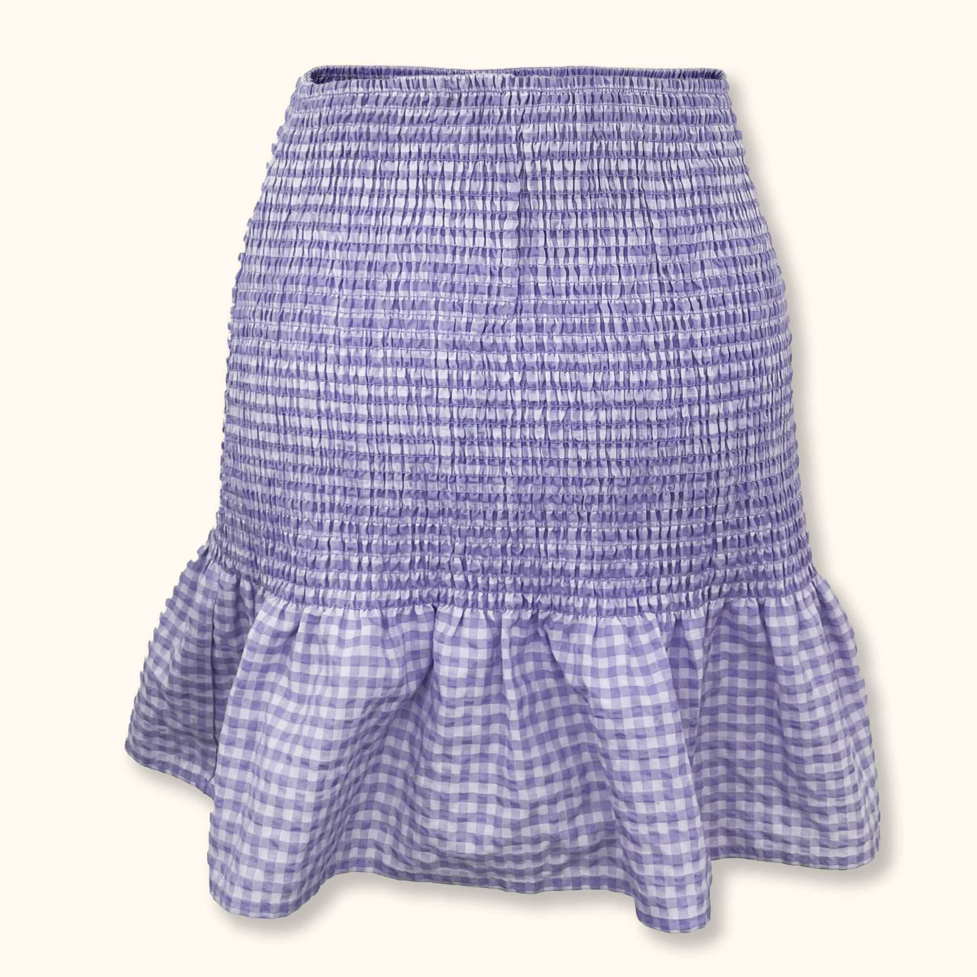 H&M Purple Gingham Ruched Ruffle Mini Skirt - Size XS -  - Skirts