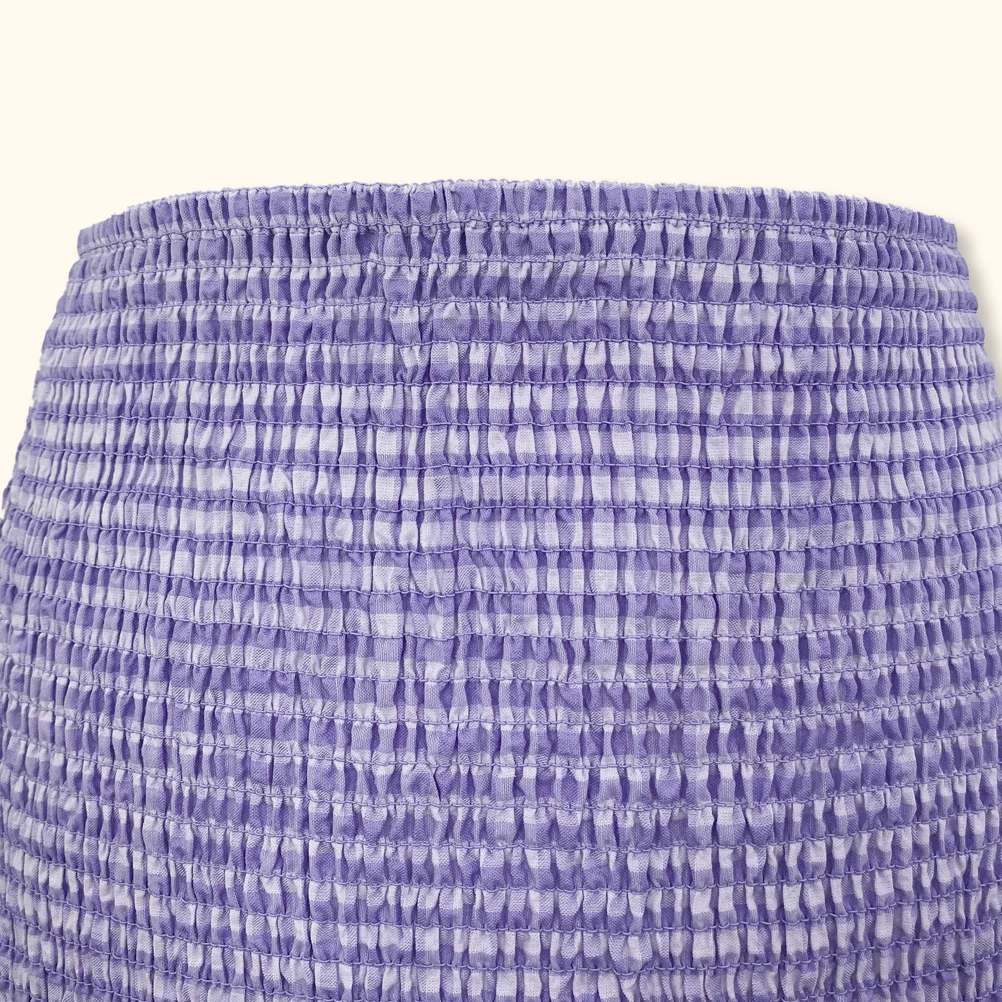 H&M Purple Gingham Ruched Ruffle Mini Skirt - Size XS -  - Skirts