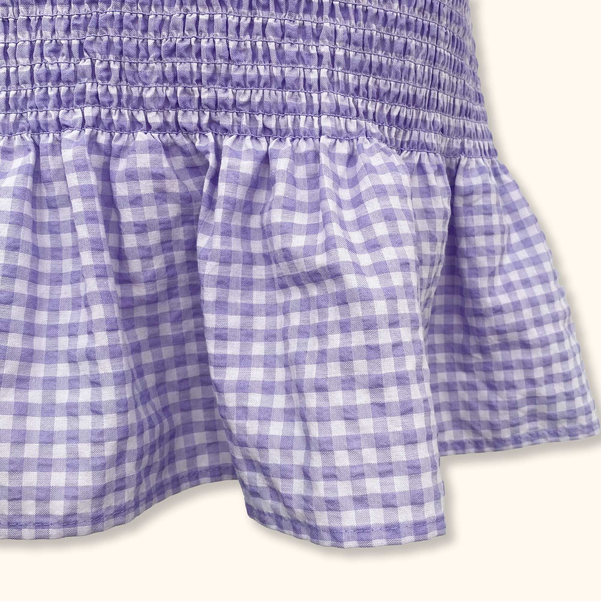 H&M Purple Gingham Ruched Ruffle Mini Skirt - Size XS -  - Skirts