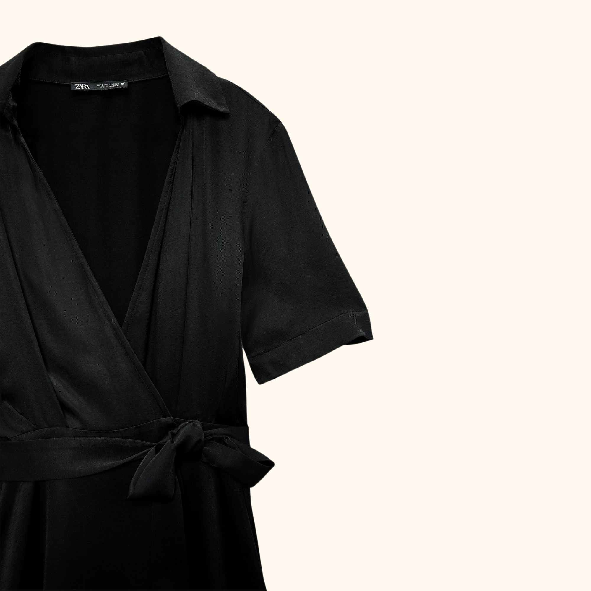Zara Satin Wrap Around Black Dress - Size Small - - Dresses