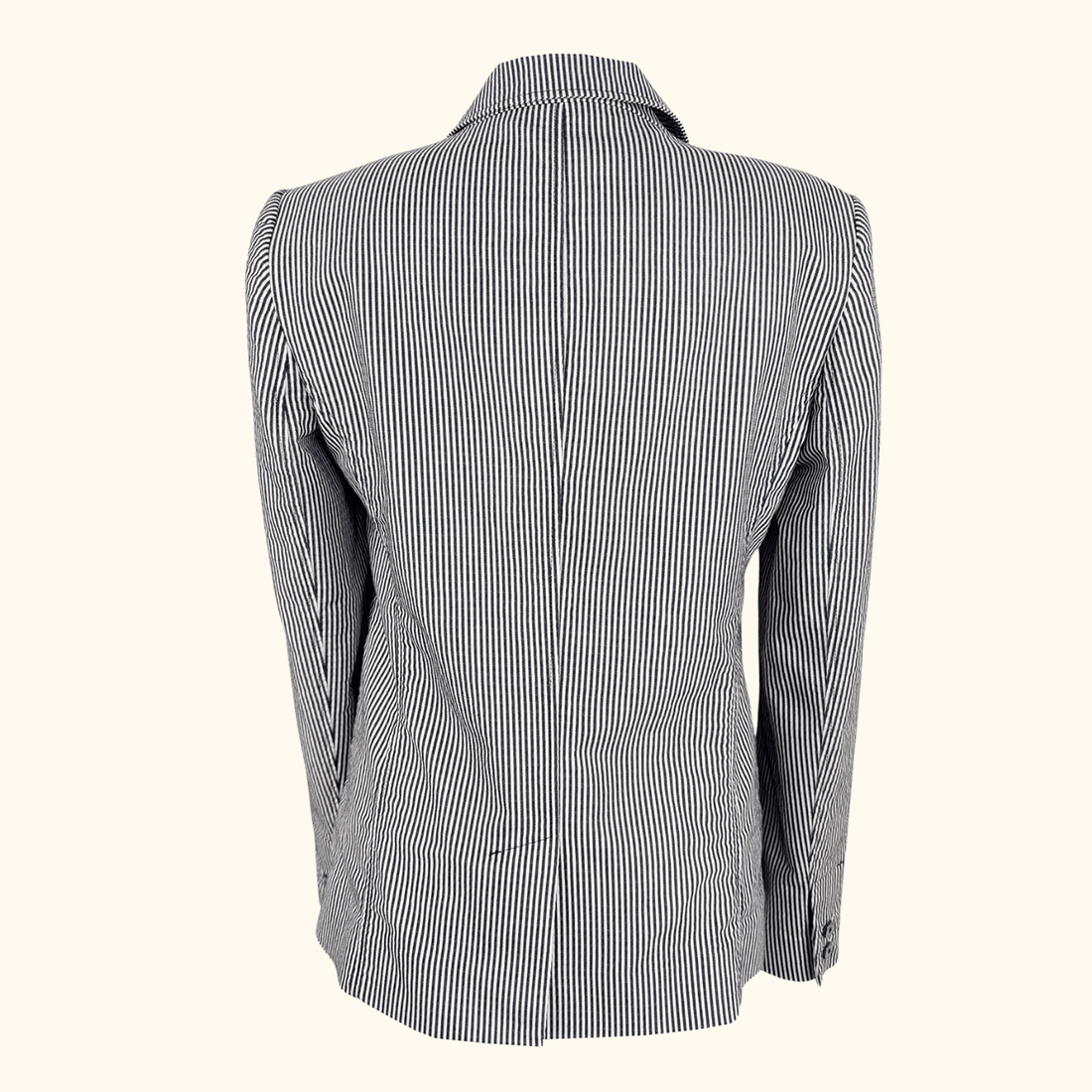 Jaeger Black Pinstripe Cotton Blend Blazer - Size 12 Jaeger