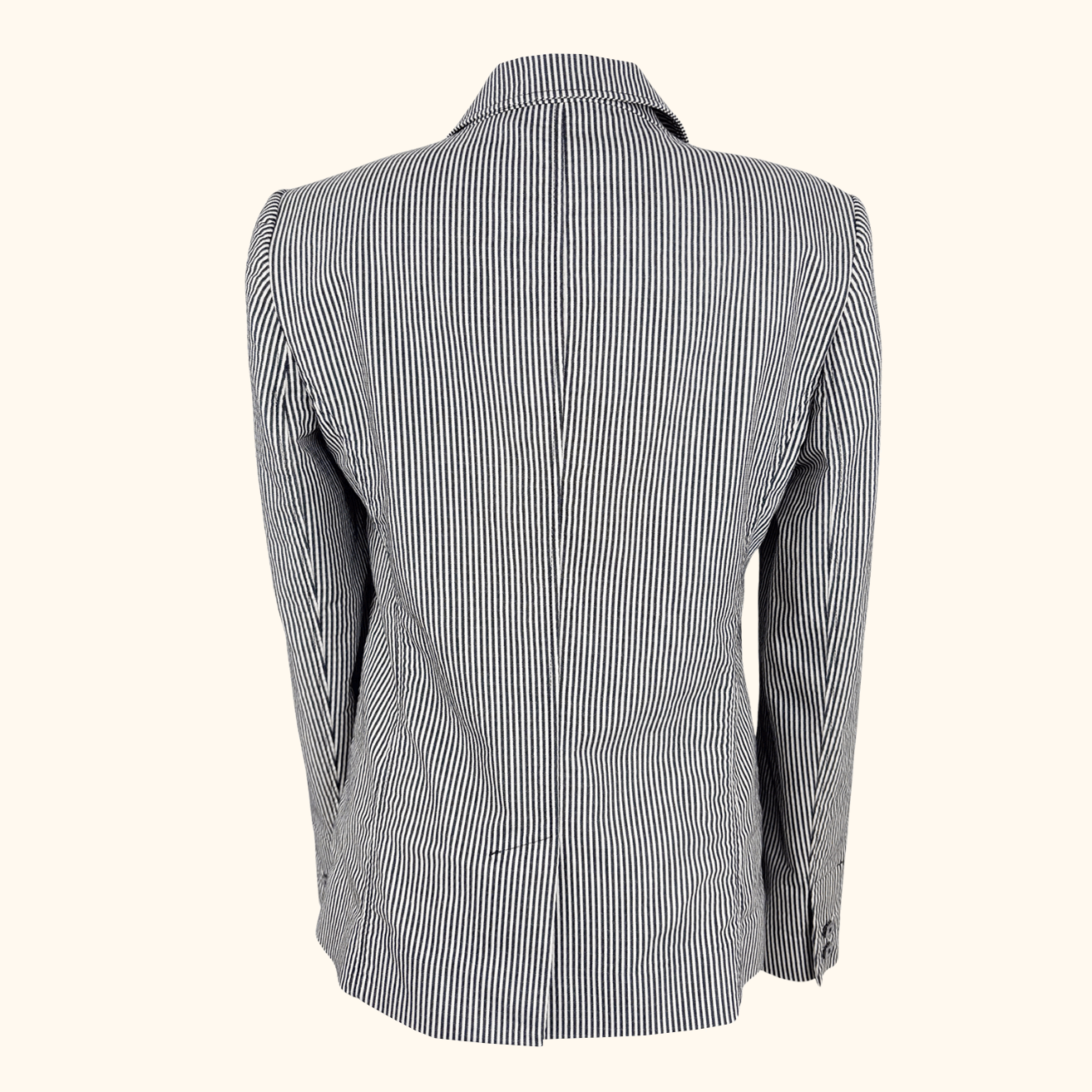 Jaeger Black Pinstripe Cotton Blend Blazer - Size 12 Jaeger