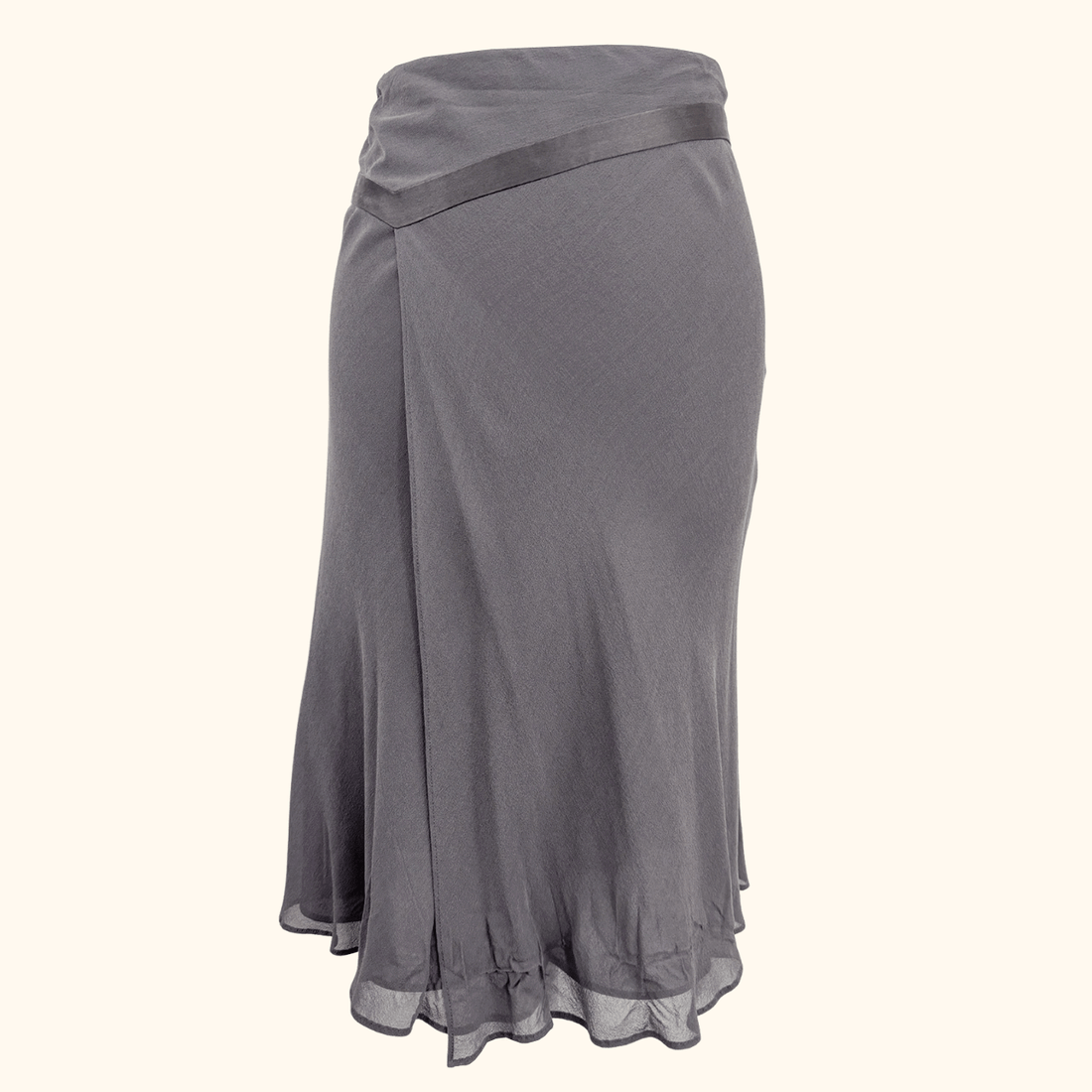 Vintage Planet Silk Grey Midi Skirt - Size 12 Planet