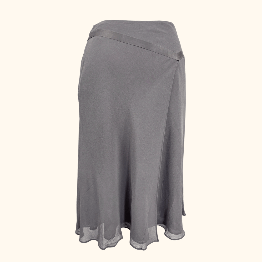 Vintage Planet Silk Grey Midi Skirt - Size 12 Planet