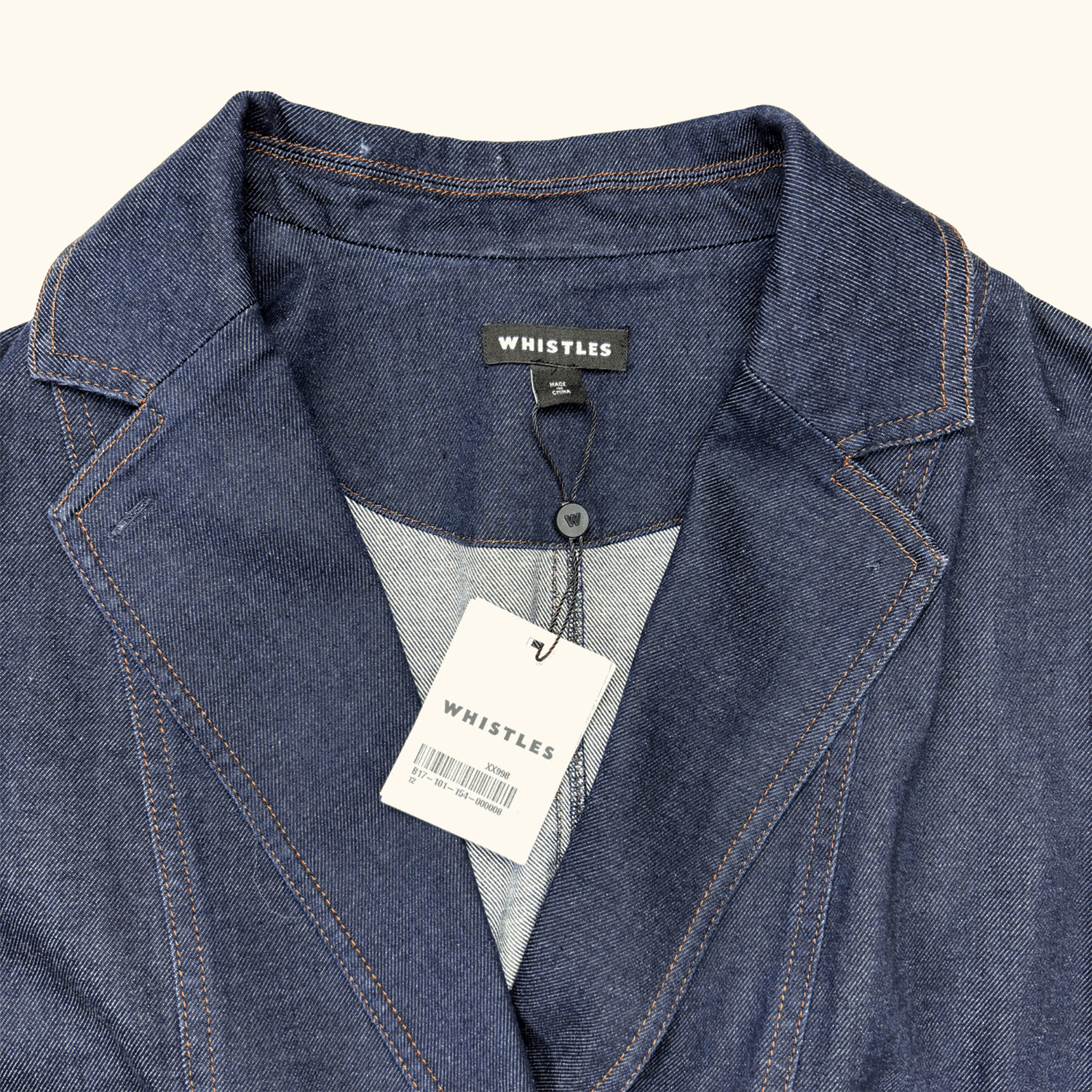 Whistles Joanna Blue Denim Blazer - Size 12 Whistles