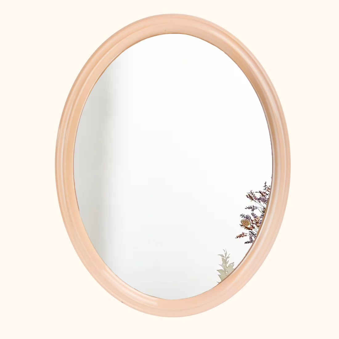 Space Age Tiger Plastics Vintage 1970s Oval Mirror Peach Tiger Plastics