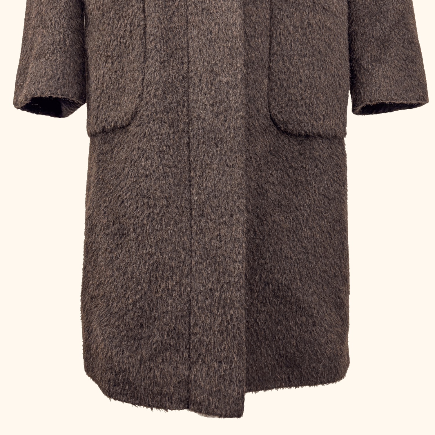 M&S Chocolate Brown Brushed Wool Blend Long Coat - Size 12 M&S