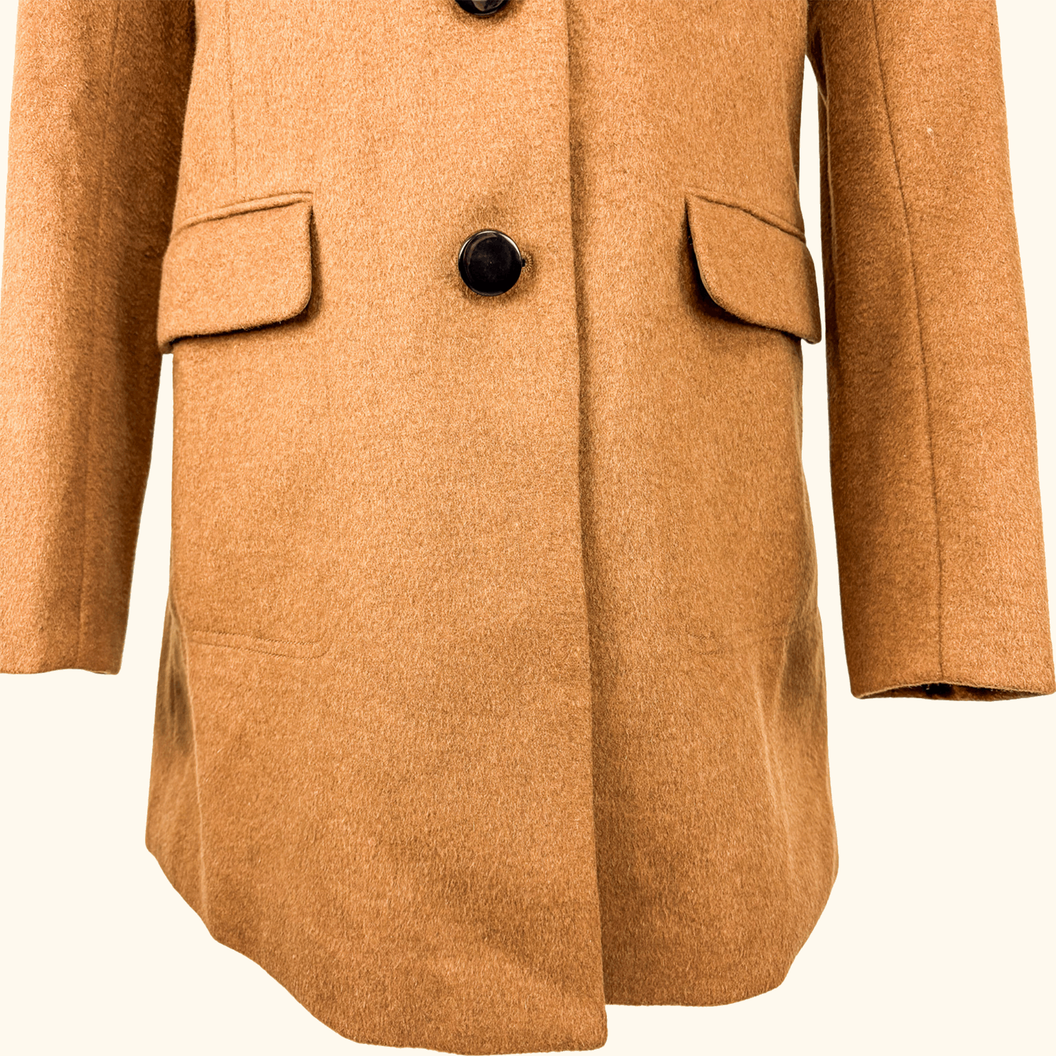 H&M Camel Brown Recycled Wool Blend Pea Coat - Size 8 H&M