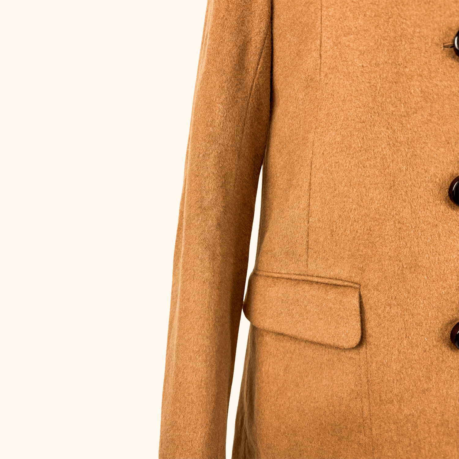 H&M Camel Brown Recycled Wool Blend Pea Coat - Size 8 H&M