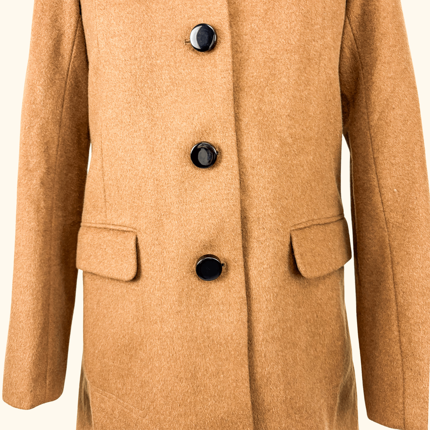 H&M Camel Brown Recycled Wool Blend Pea Coat - Size 8 H&M