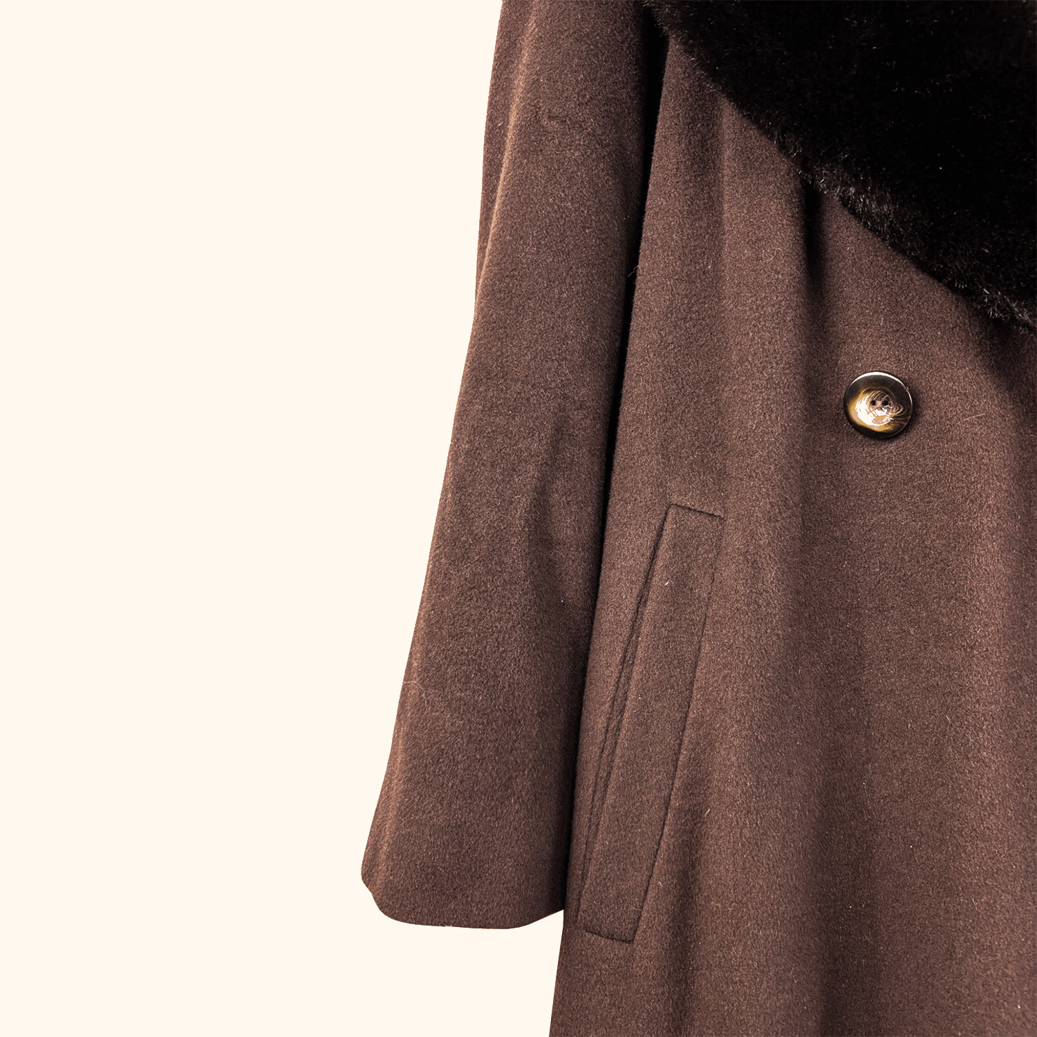 Marks and Spencer St Michael Faux Fur Collar Long Brown Coat - Size 10 St Michael