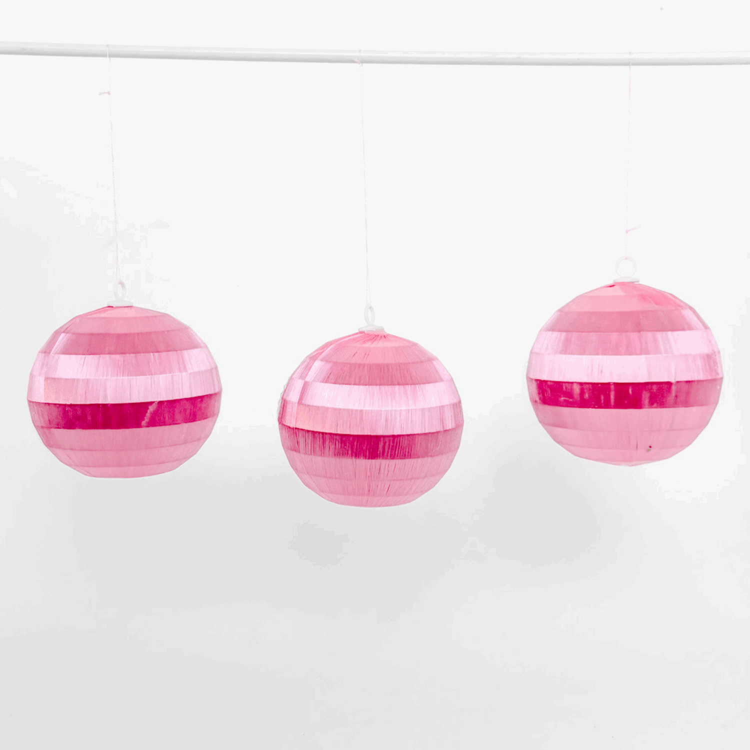 Vintage Woolworths Pink Silk Spun Baubles Set of 6 Woolworths