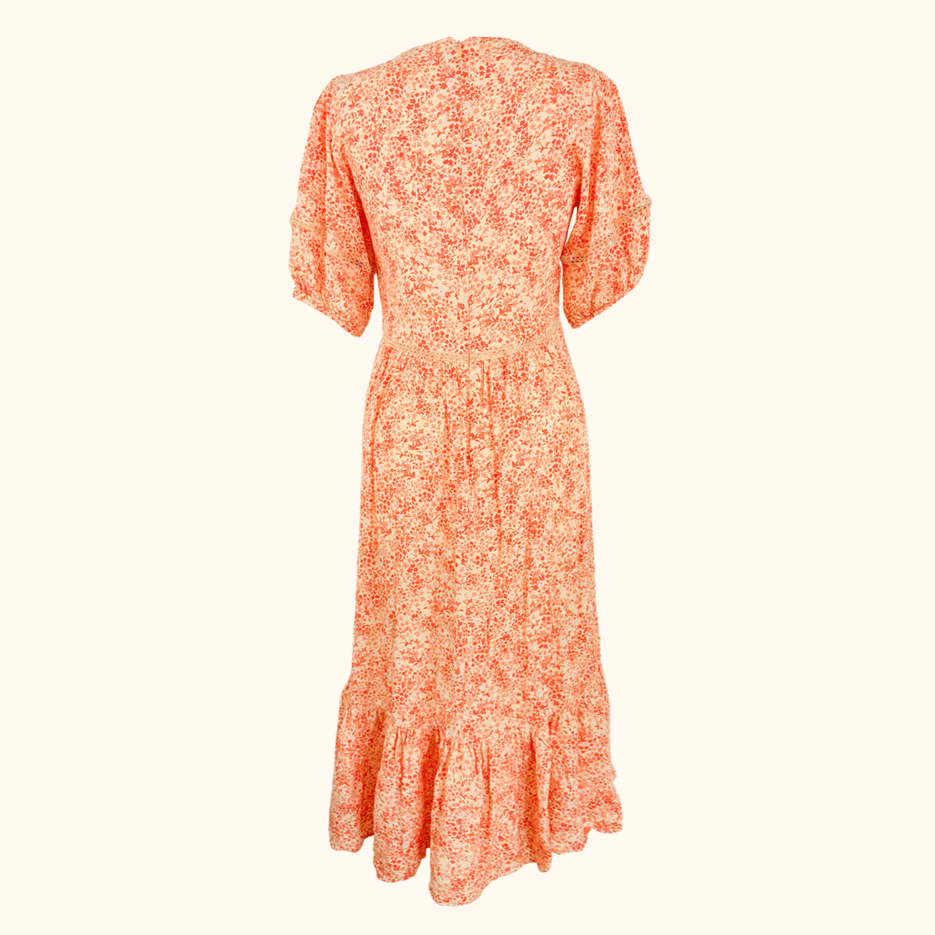 Oliver Bonas Orange Ditsy Floral Midi Dress - Size 10 Oliver Bonas