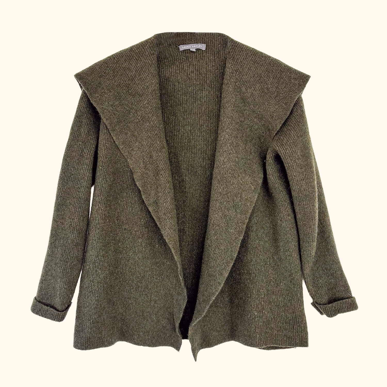 Laura Ashley Dark Green Lambs Wool Cardigan - Size 14