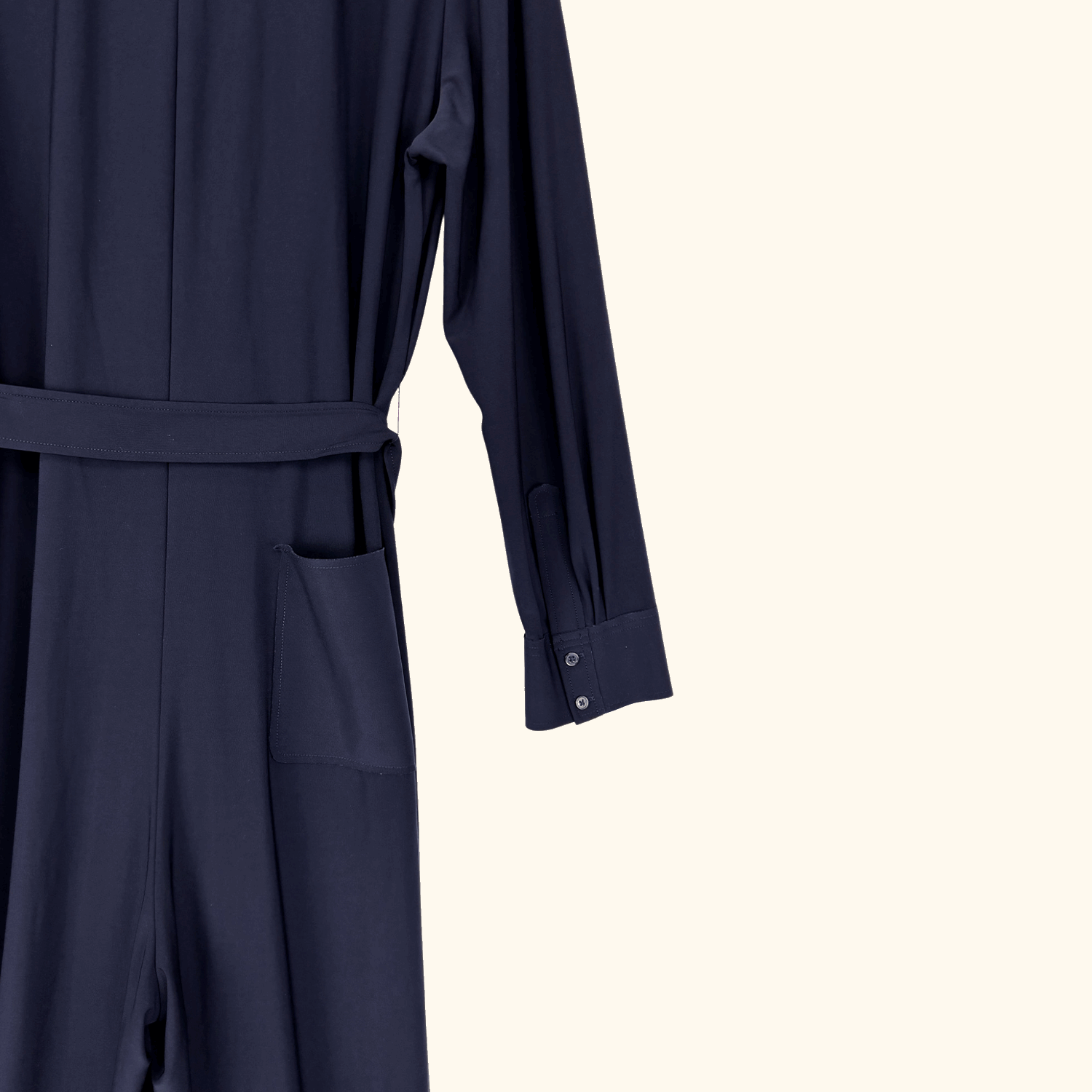 Whistles Navy Blue Tailored Jersey Jumpsuit Cropped Leg - Size 16 Whistles