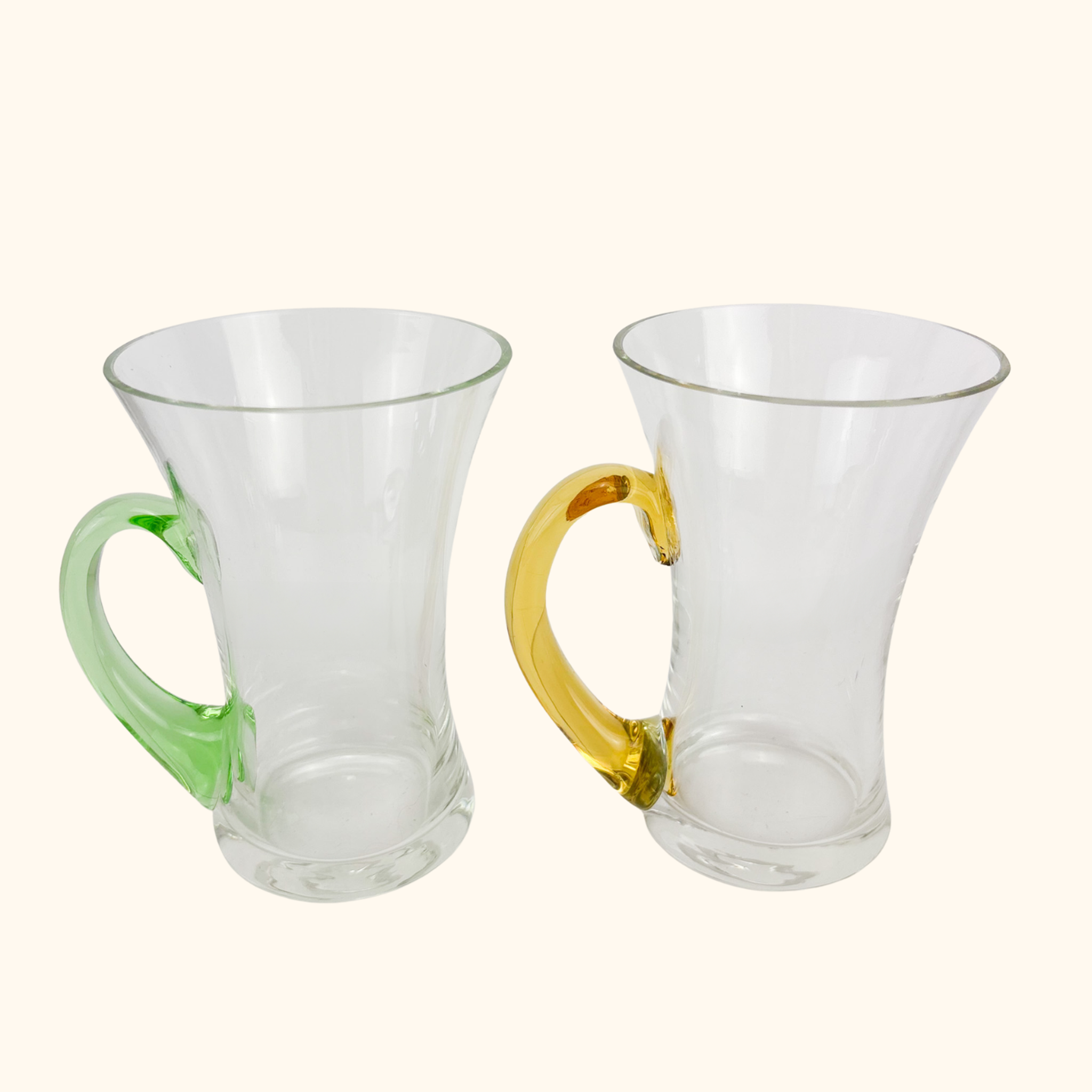 Glass Mugs With Colourful Handles - Set of 4 Sunshine Thrift
