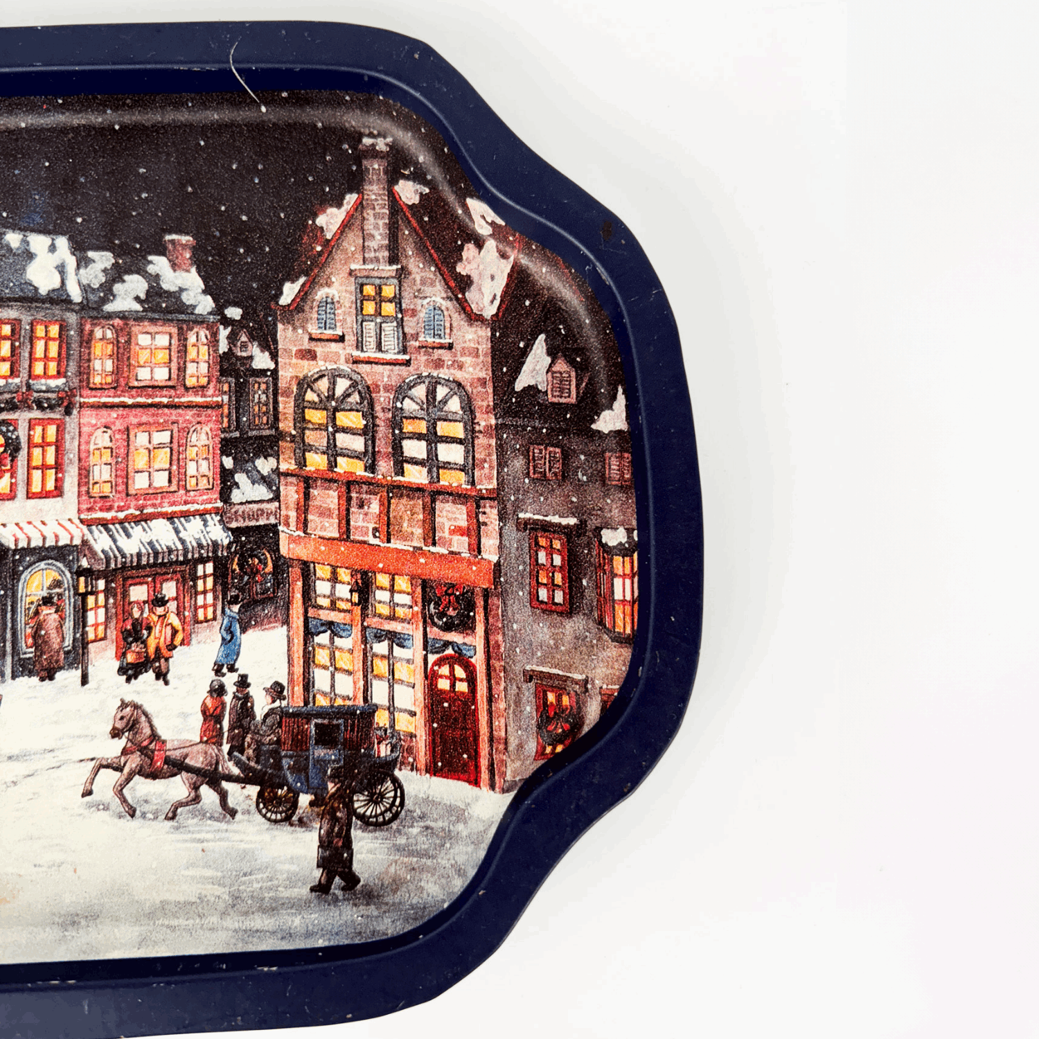 Vintage Hartin Christmas Snack Trays Red and Blue Set of 2 Hartin