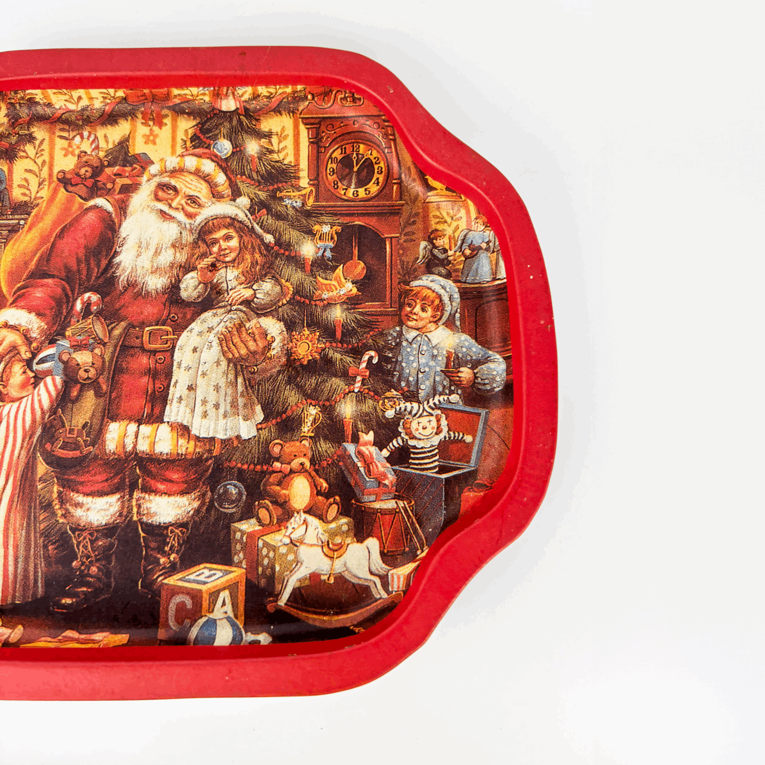 Vintage Hartin Christmas Snack Trays Red and Blue Set of 2 Hartin