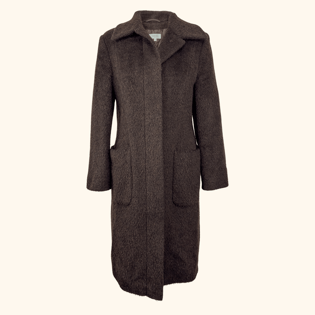 M&S Chocolate Brown Brushed Wool Blend Long Coat - Size 12 M&S