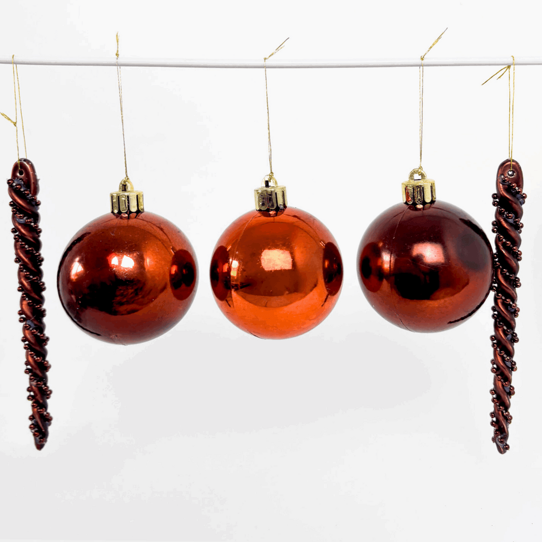 Brown and Orange Shatterproof Baubles Mixed Set of 9 Sunshine Thrift