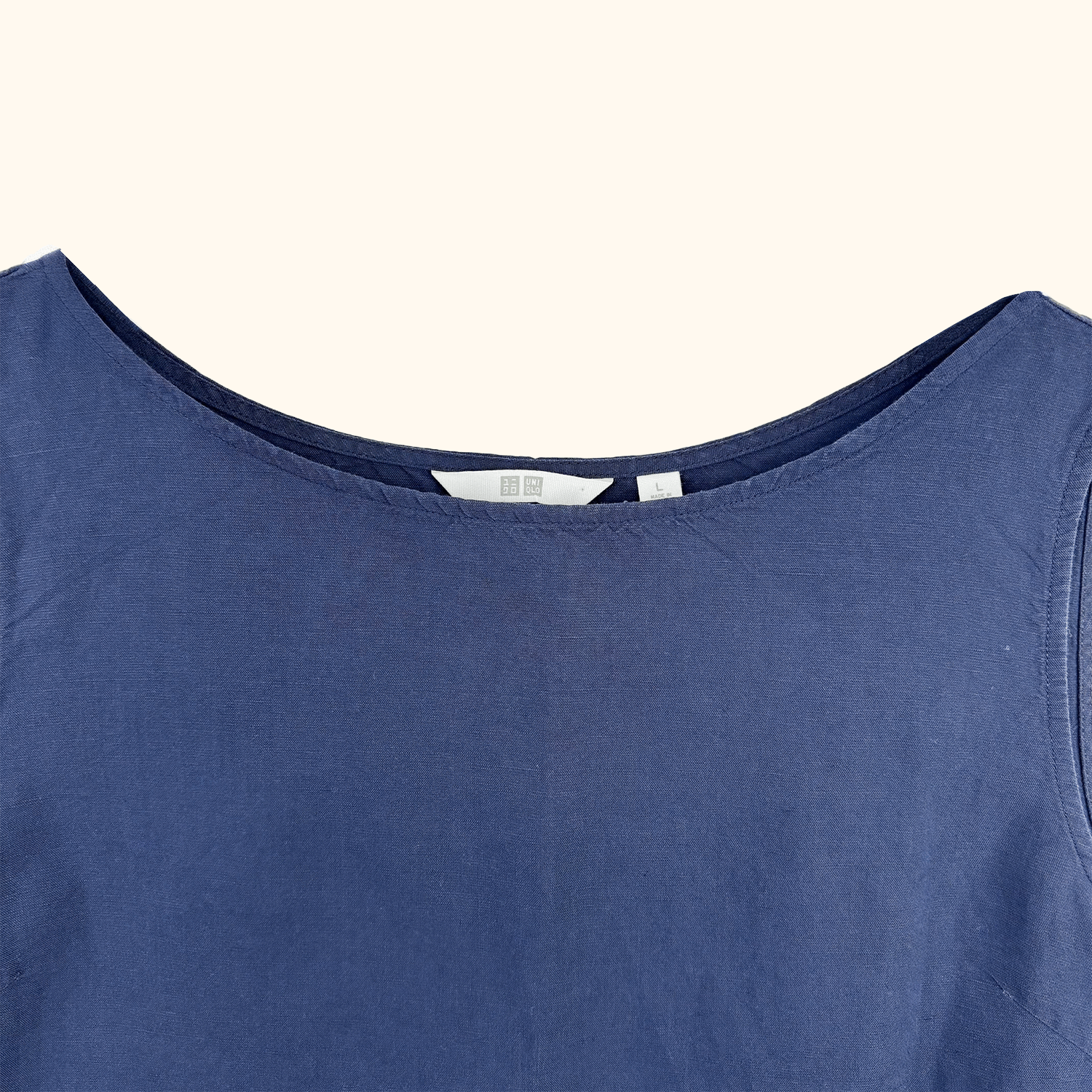 Uniqlo Navy Cotton Linen Blend Vest Top - Size Large