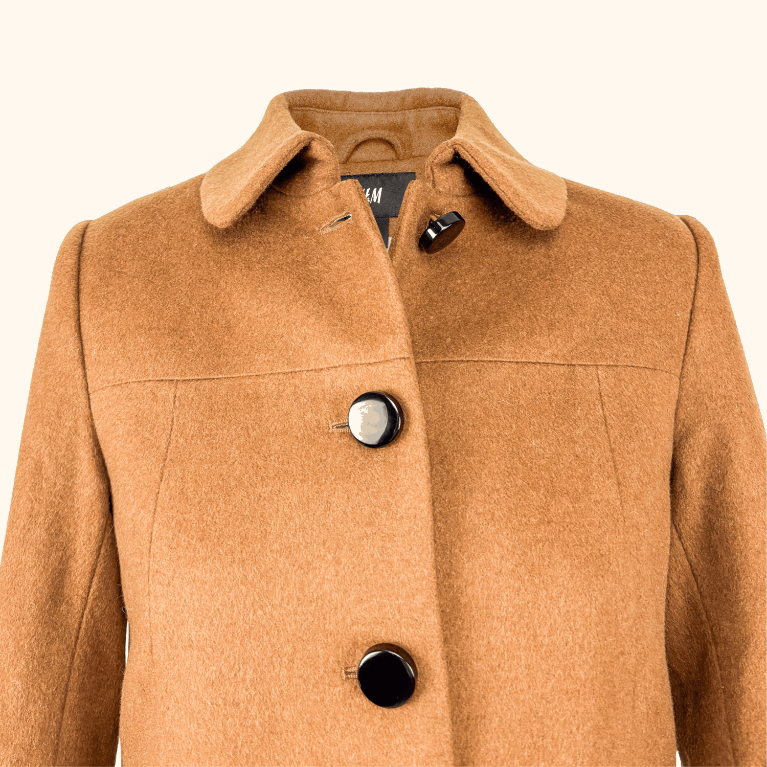 H&M Camel Brown Recycled Wool Blend Pea Coat - Size 8 H&M
