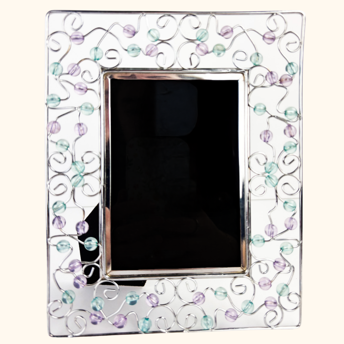 Silver Beaded Wire Picture Frame 5inch x 3.5inch Sunshine Thrift