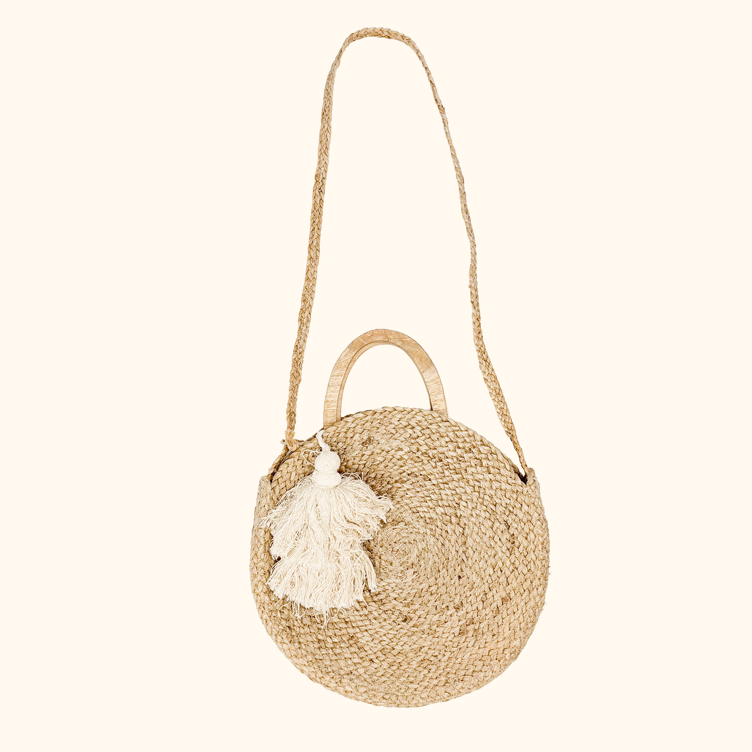 Zara Round Jute Crossbody Bag
