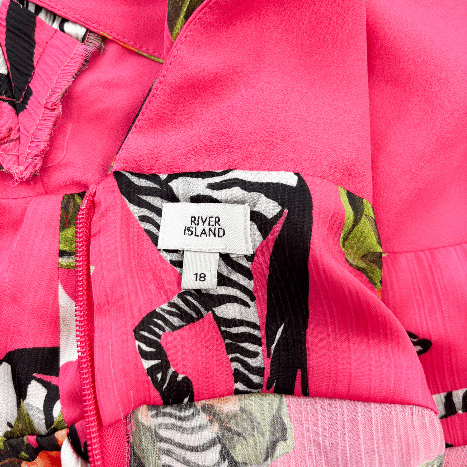 River Island Pink Zebra Maxi Summer Dress - Size 18