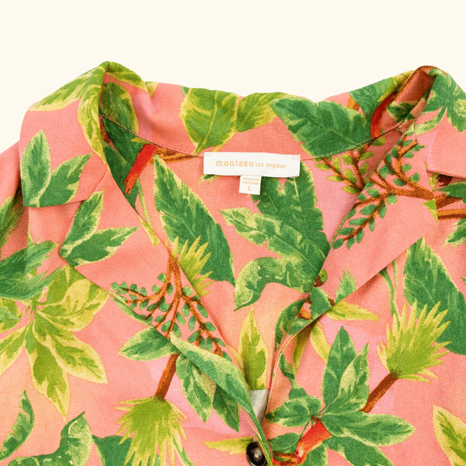 Monteau Los Angeles Linen Blend Hawaiian Shirt - Size Large