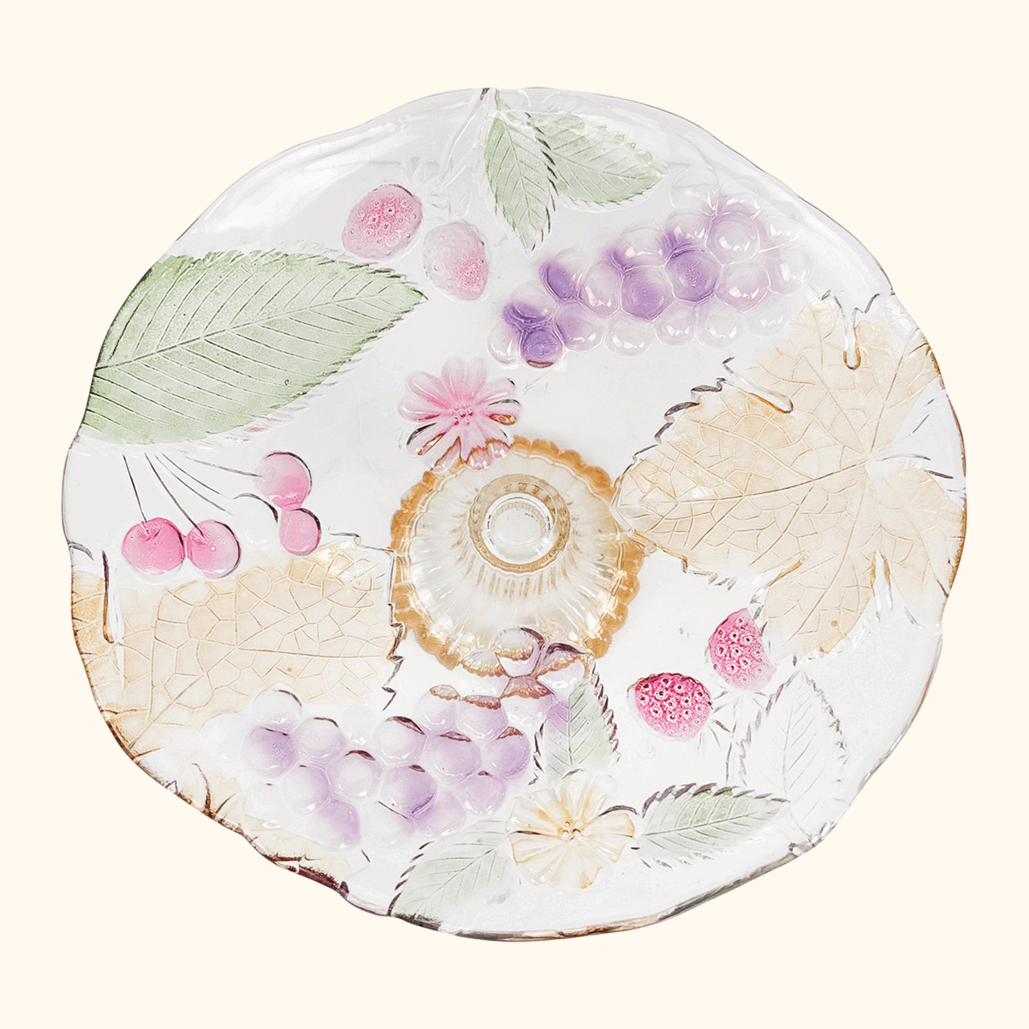 SOGA Japan Coloured Glass Fruit Pedestal Cake Stand